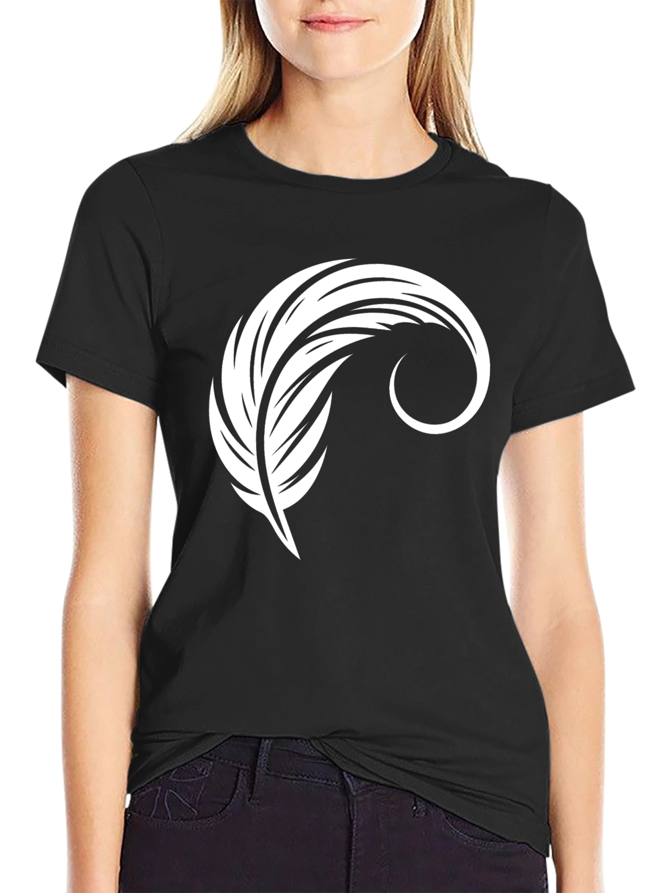 Feather Graphic Black T-Shirt