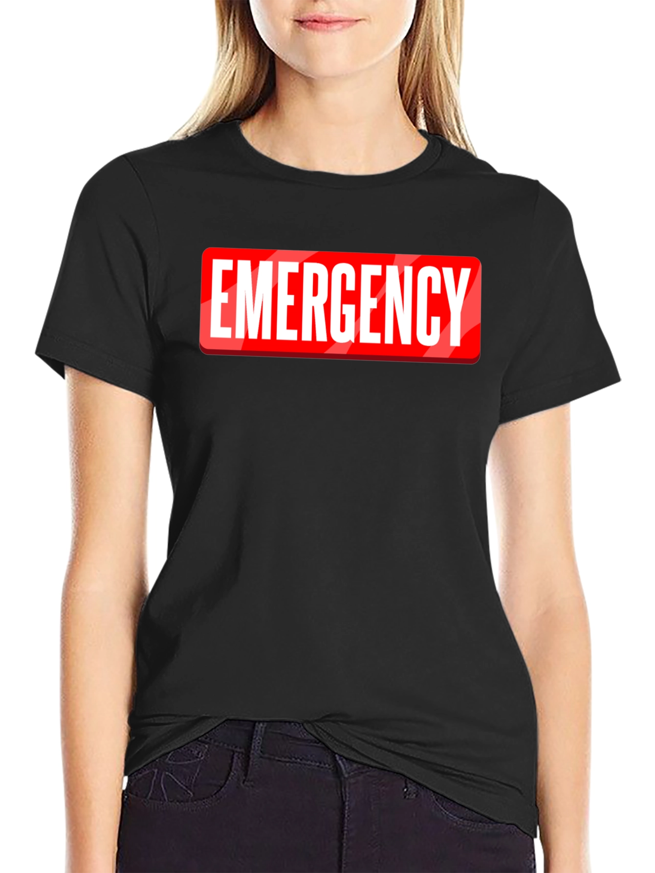 Emergency Graphic Tee - Black Cotton T-Shirt