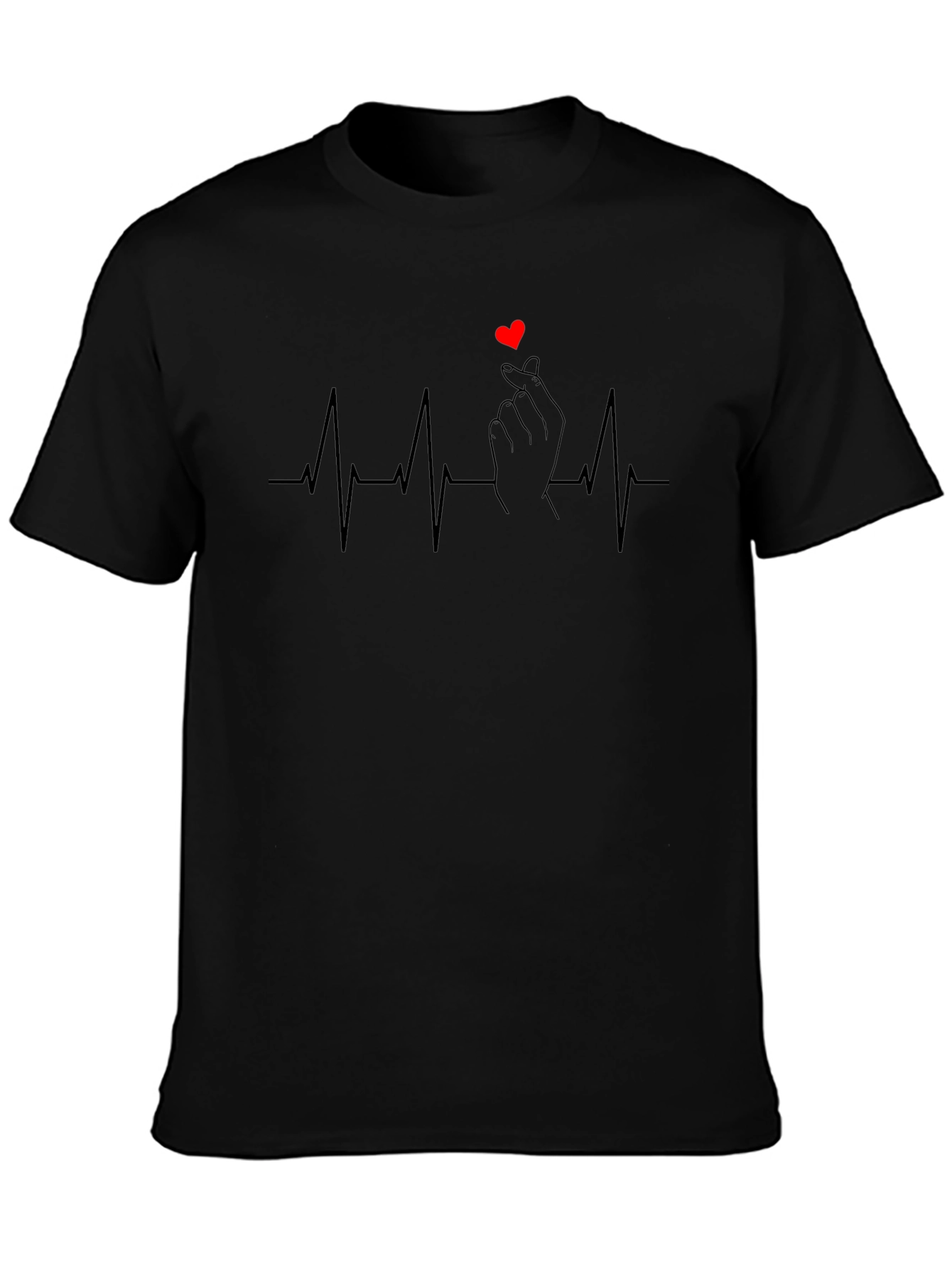 Heartbeat Finger Heart Graphic T-Shirt