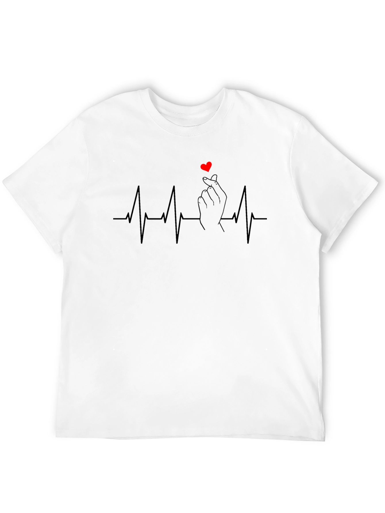 Heartbeat Finger Heart Graphic T-Shirt