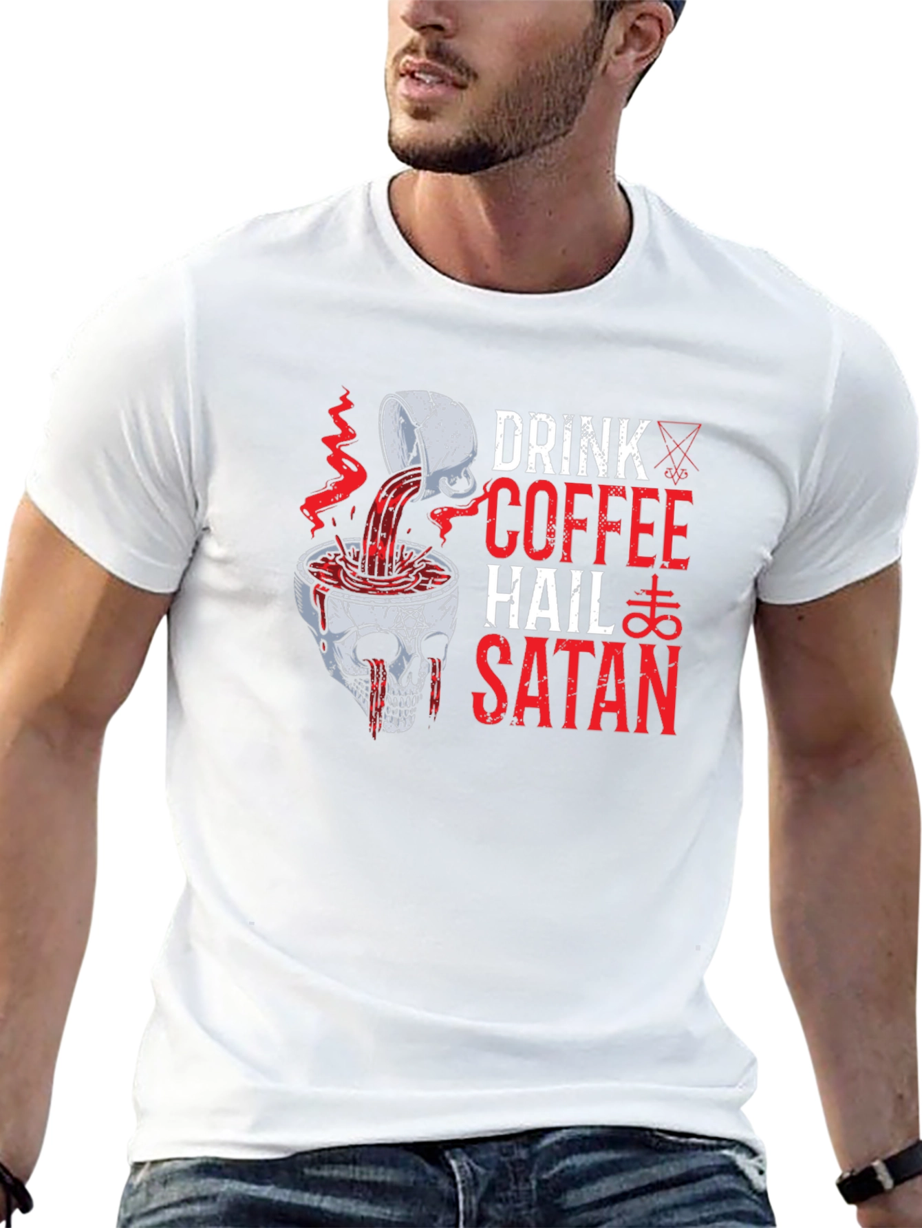 Drink Coffee Hail Satan Graphic Tee