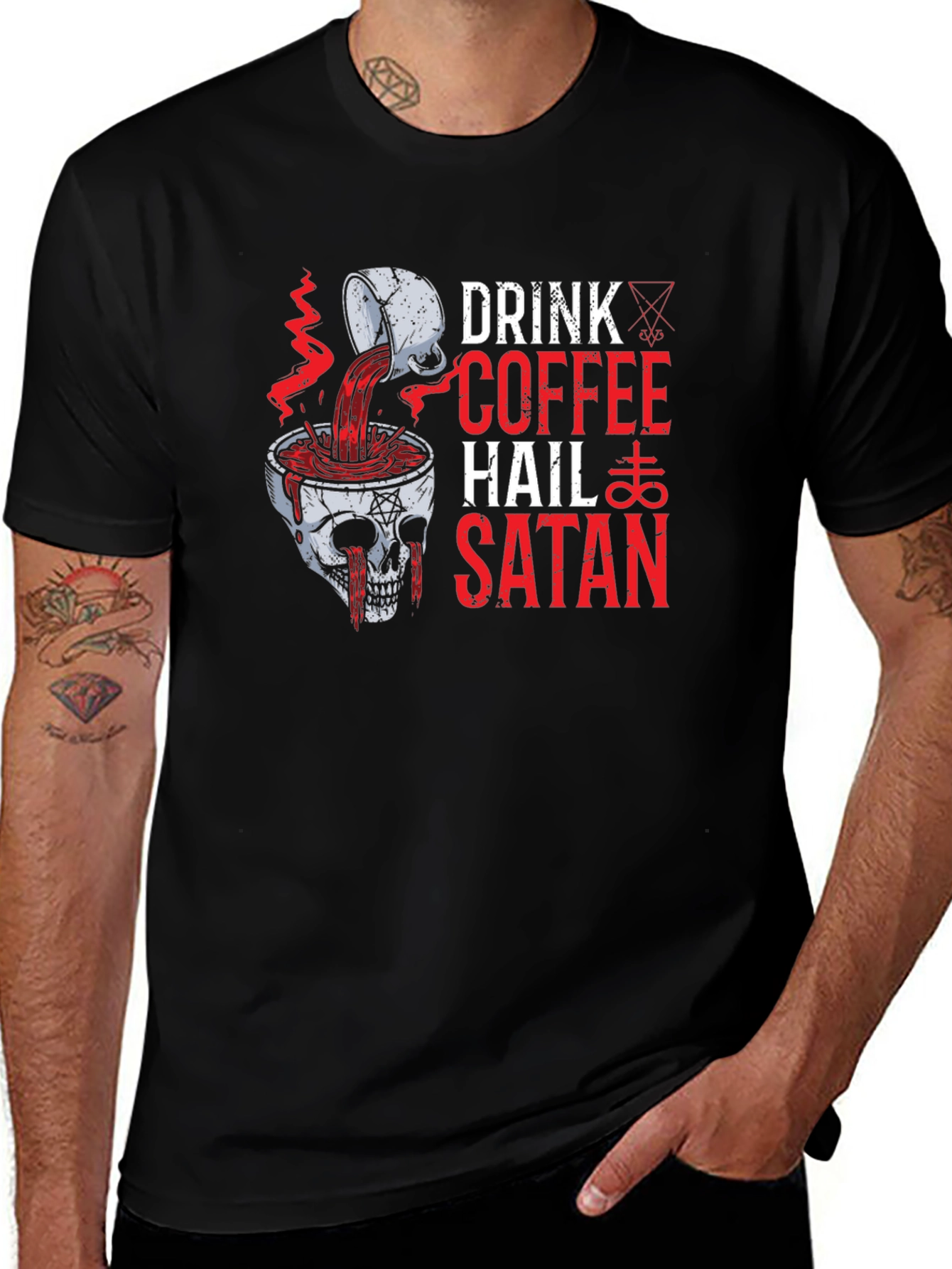 Drink Coffee Hail Satan Graphic Tee