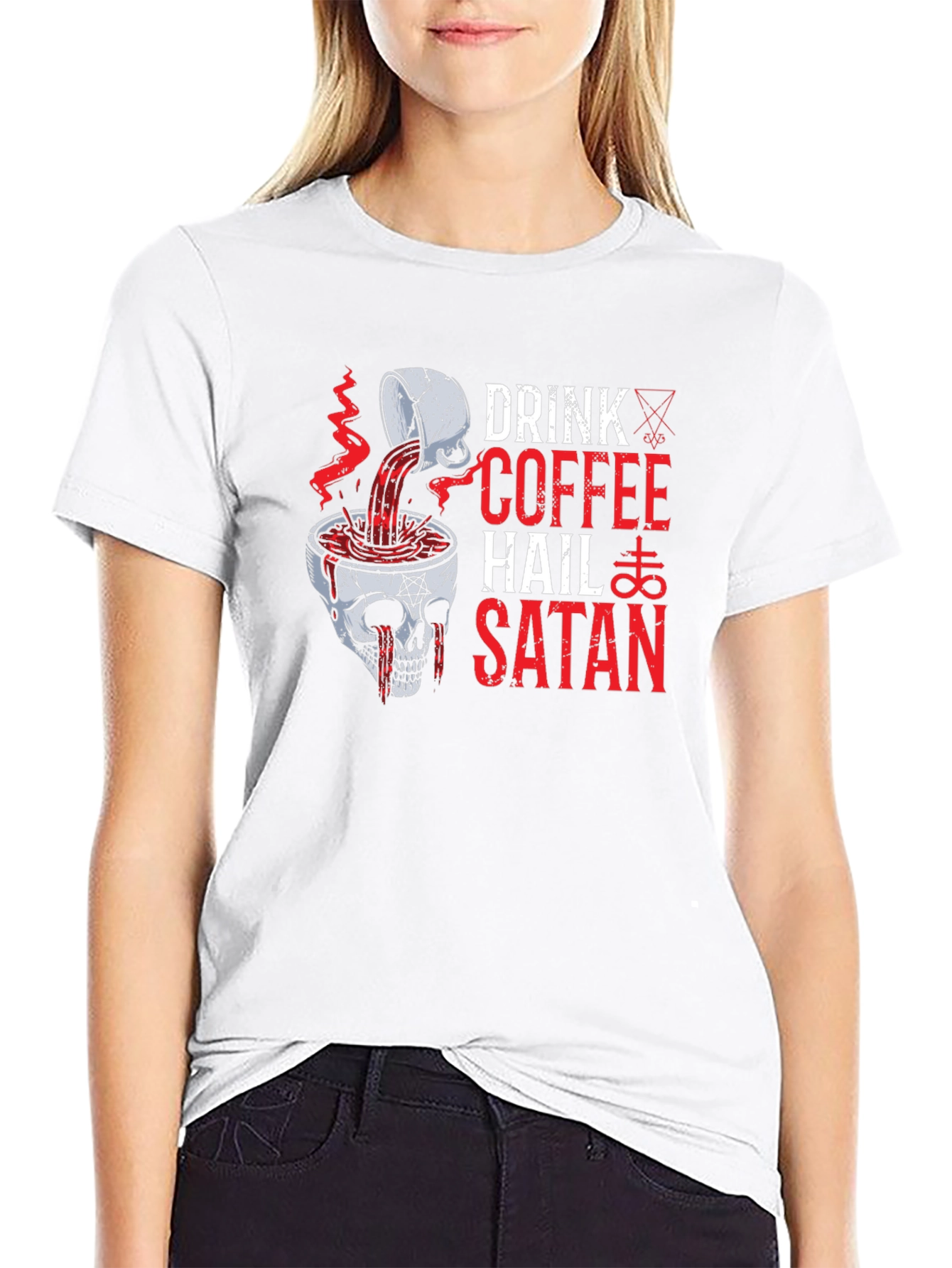 Drink Coffee Hail Satan Graphic Tee
