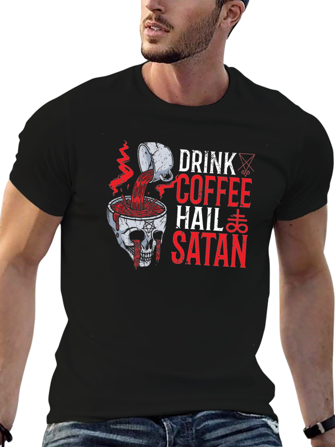 Drink Coffee Hail Satan Graphic Tee