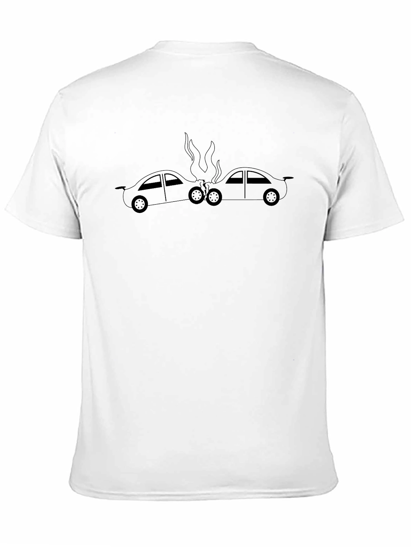 Car Accident Graphic Tee - Black Cotton T-Shirt