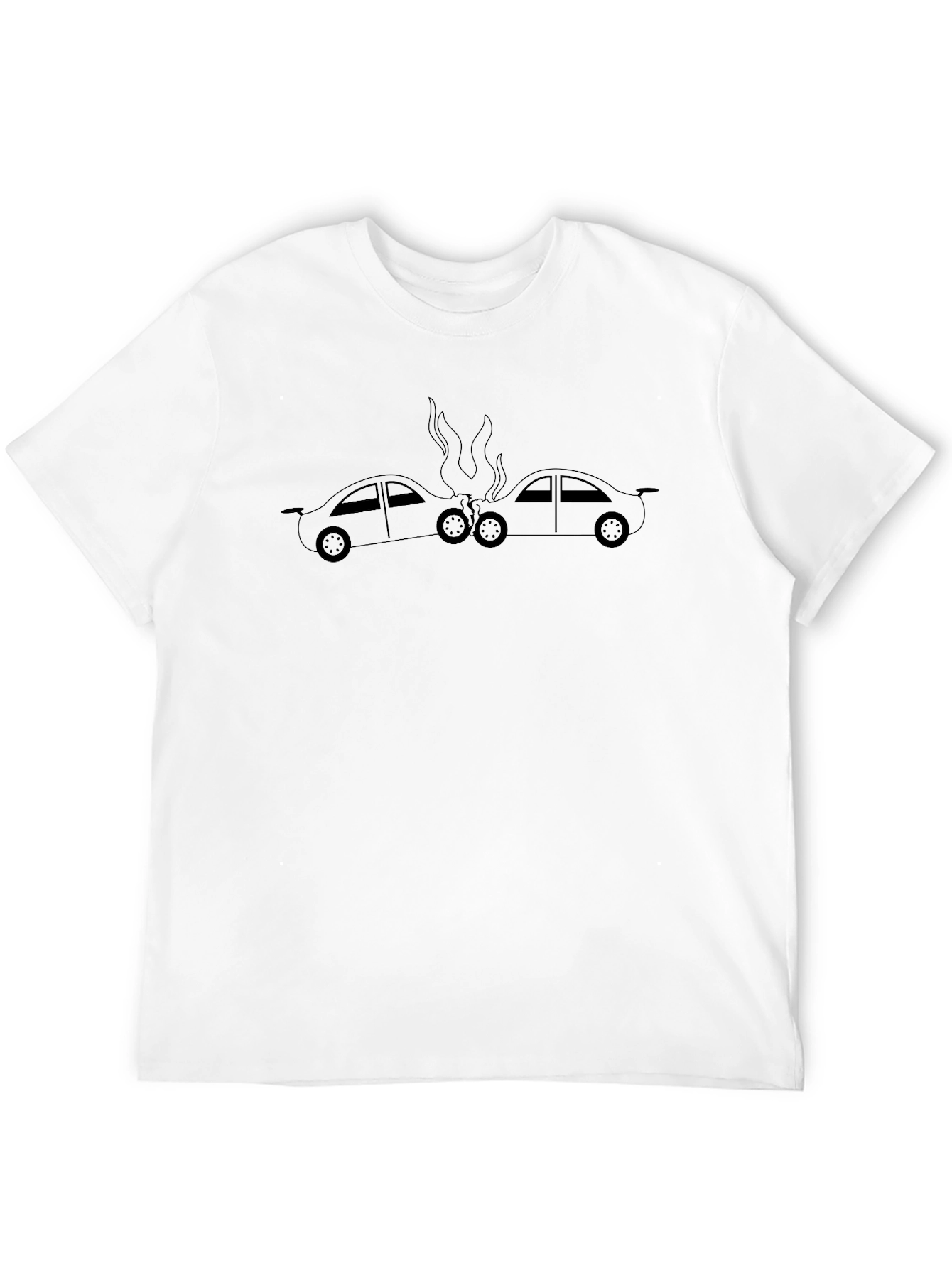 Car Accident Graphic Tee - Black Cotton T-Shirt