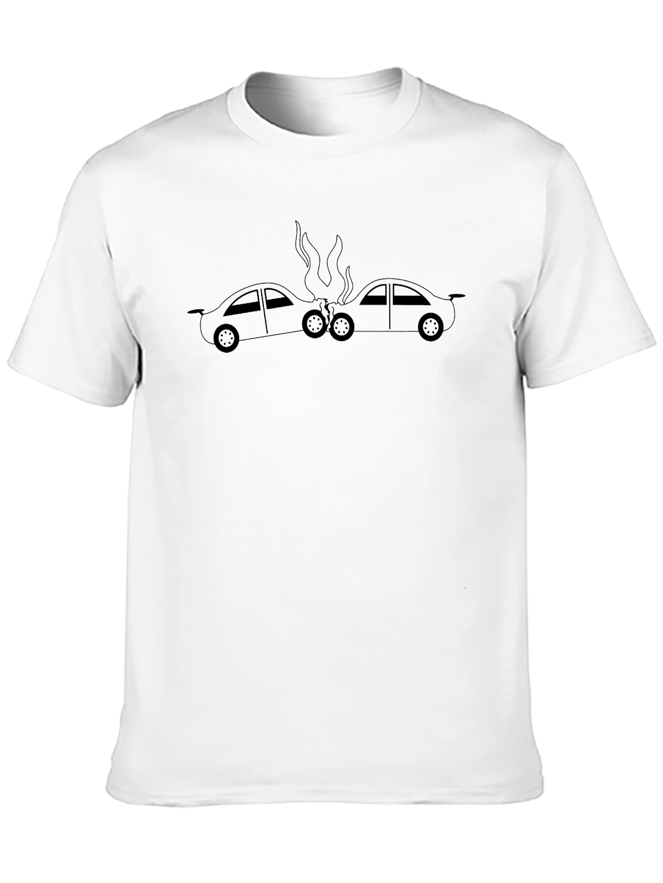 Car Accident Graphic Tee - Black Cotton T-Shirt