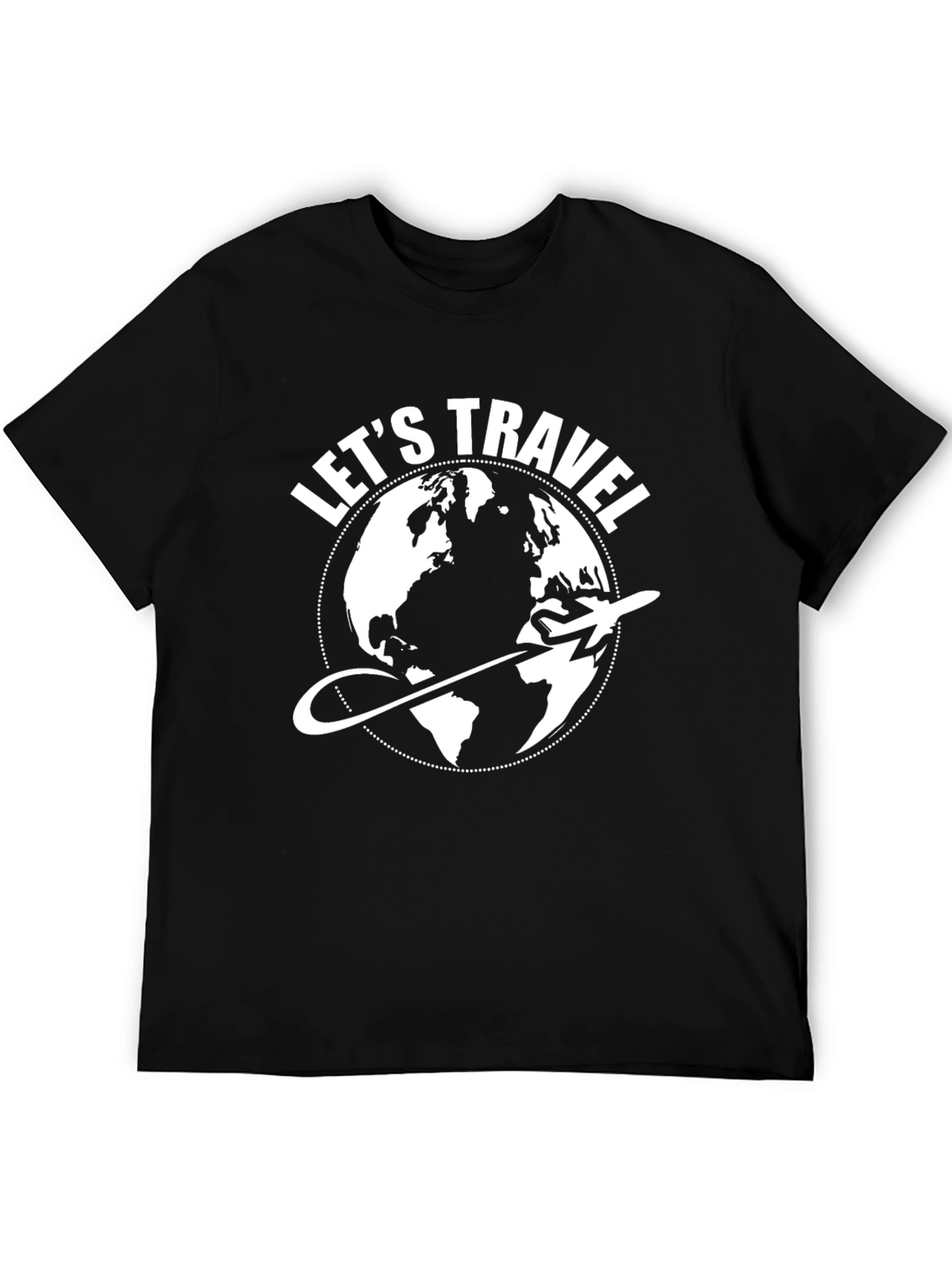Lets Travel Globe Graphic T-Shirt - Black