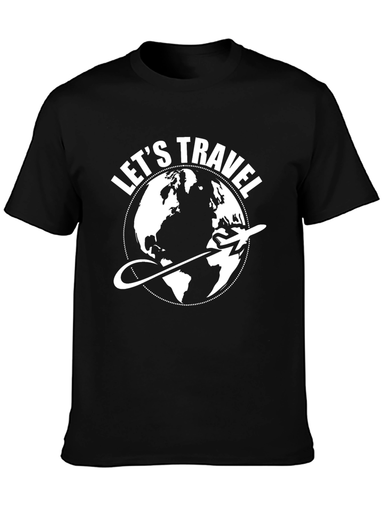 Lets Travel Globe Graphic T-Shirt - Black