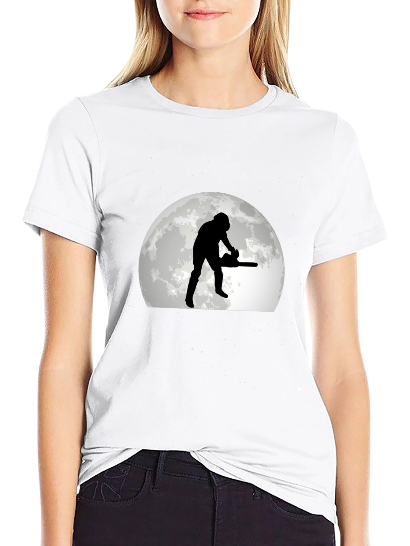 Lumberjack Moon Graphic Tee - Black Cotton T-Shirt