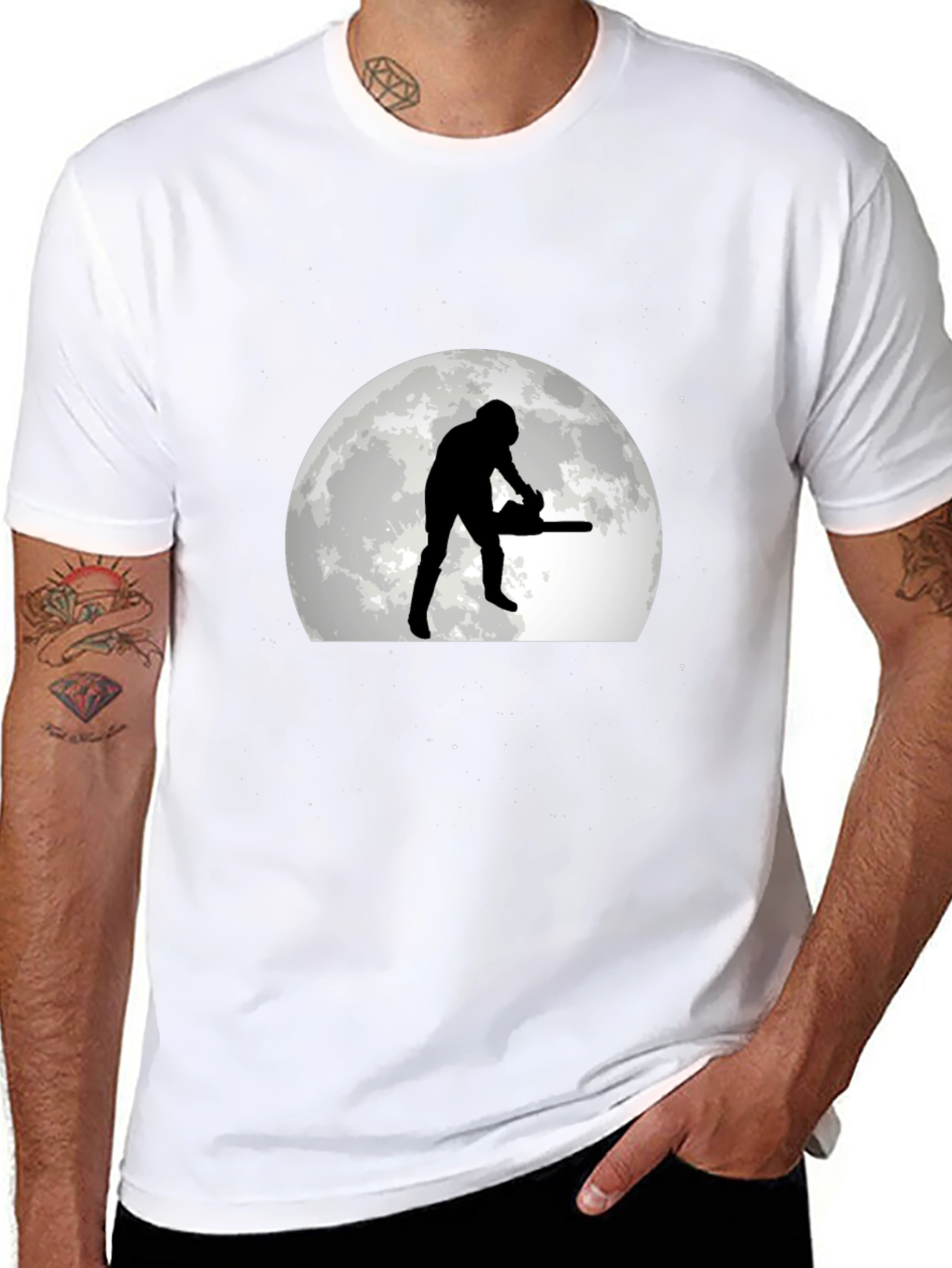 Lumberjack Moon Graphic Tee - Black Cotton T-Shirt