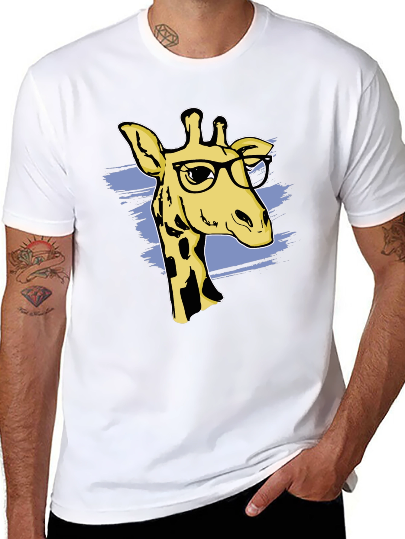 Giraffe Nerd T-Shirt - Black Cotton Blend