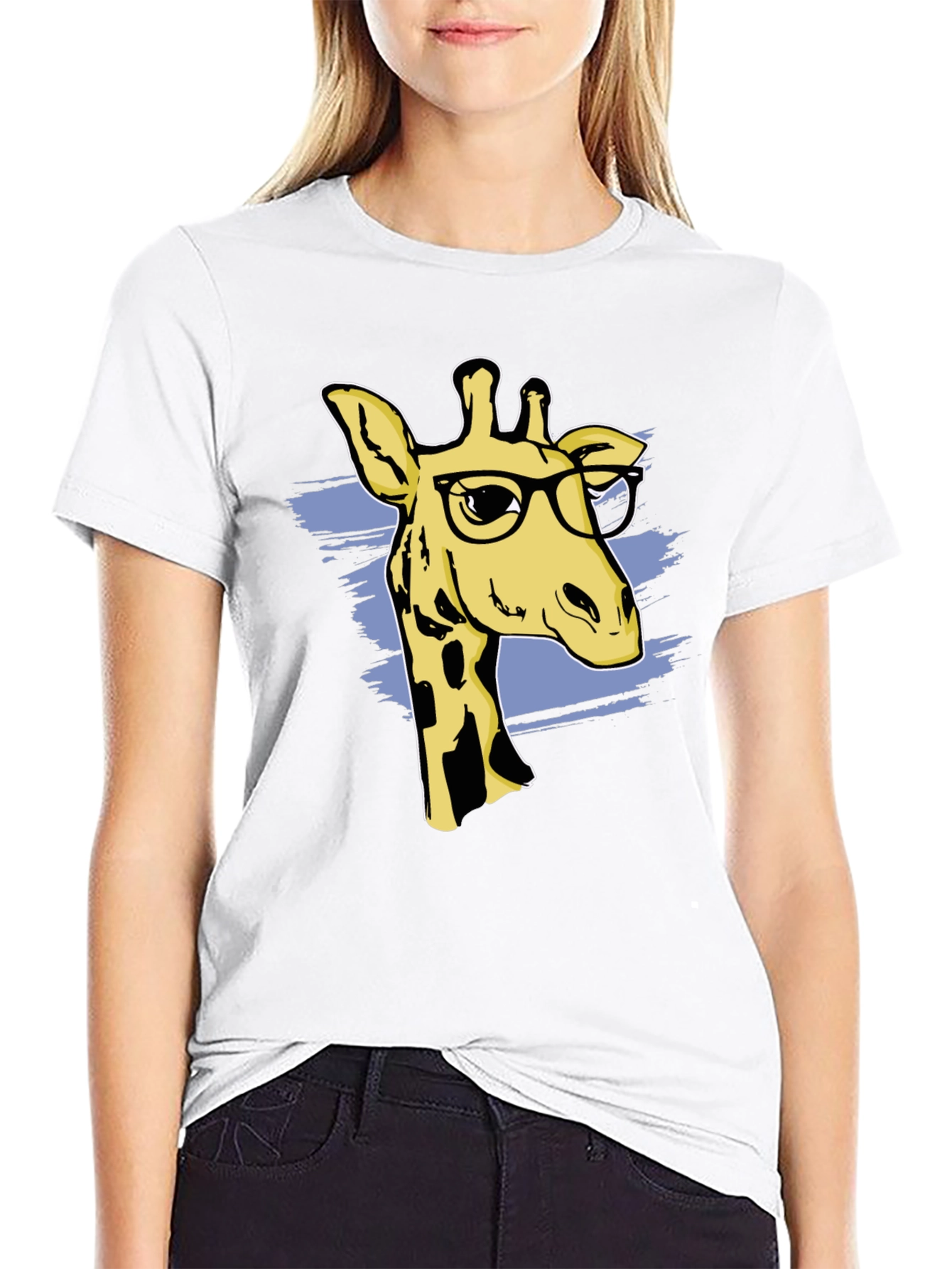 Giraffe Nerd T-Shirt - Black Cotton Blend