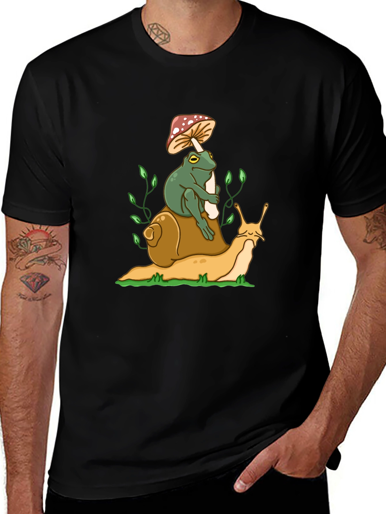 Frog Riding Snail T-Shirt - Unique Graphic Tee