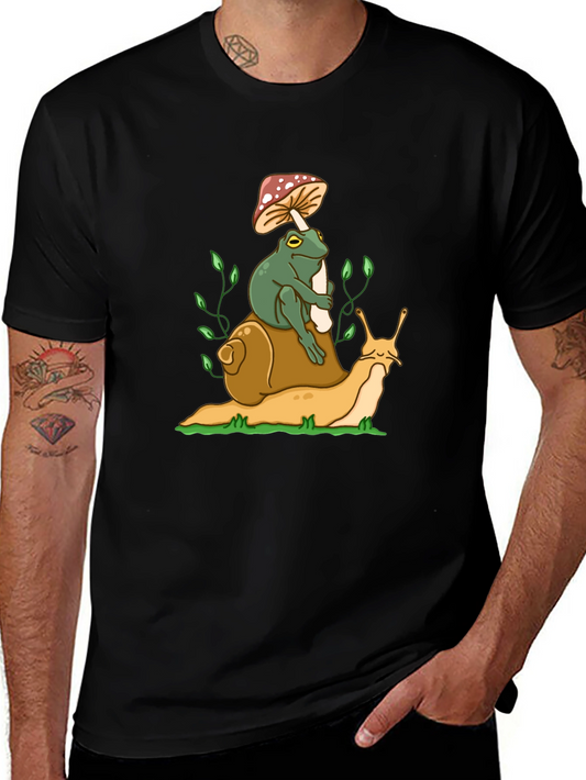 Frog Riding Snail T-Shirt - Unique Graphic Tee