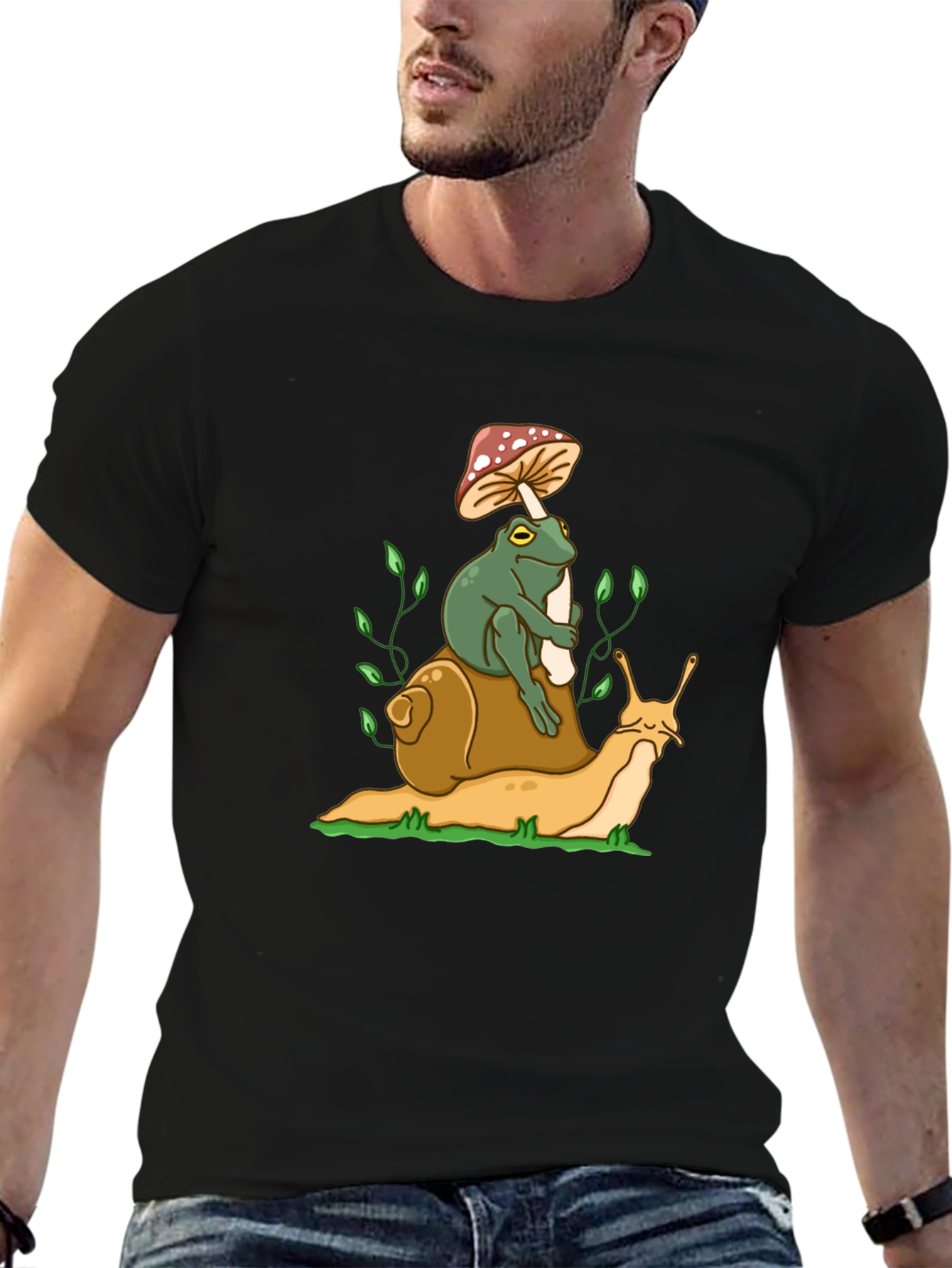 Frog Riding Snail T-Shirt - Unique Graphic Tee