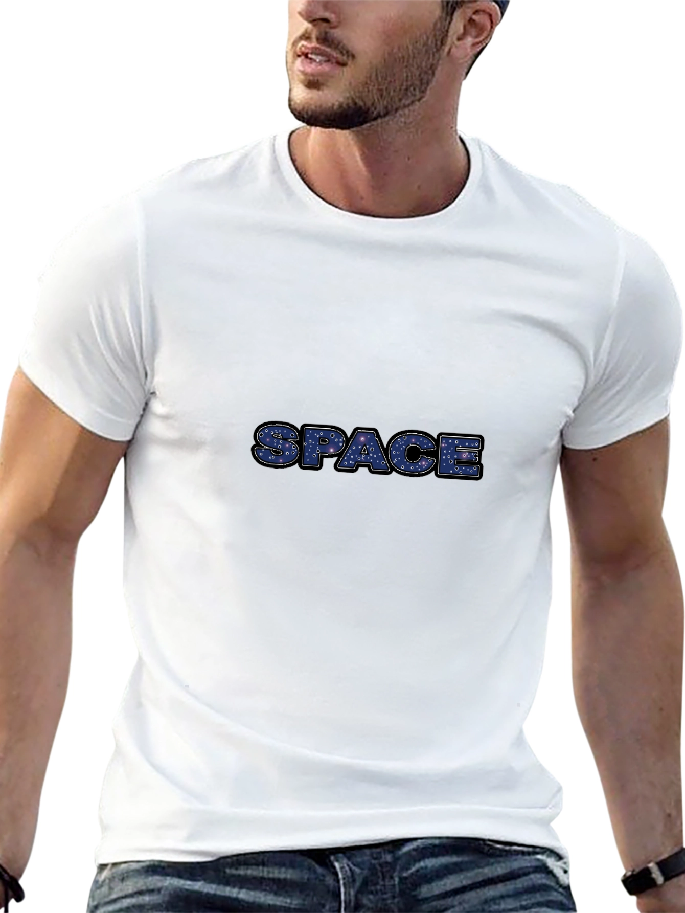 Space Print Black T-Shirt - Galaxy Design