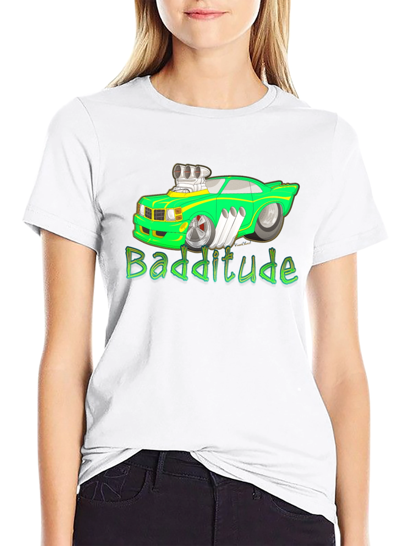 Badditude Cartoon Car Graphic T-Shirt