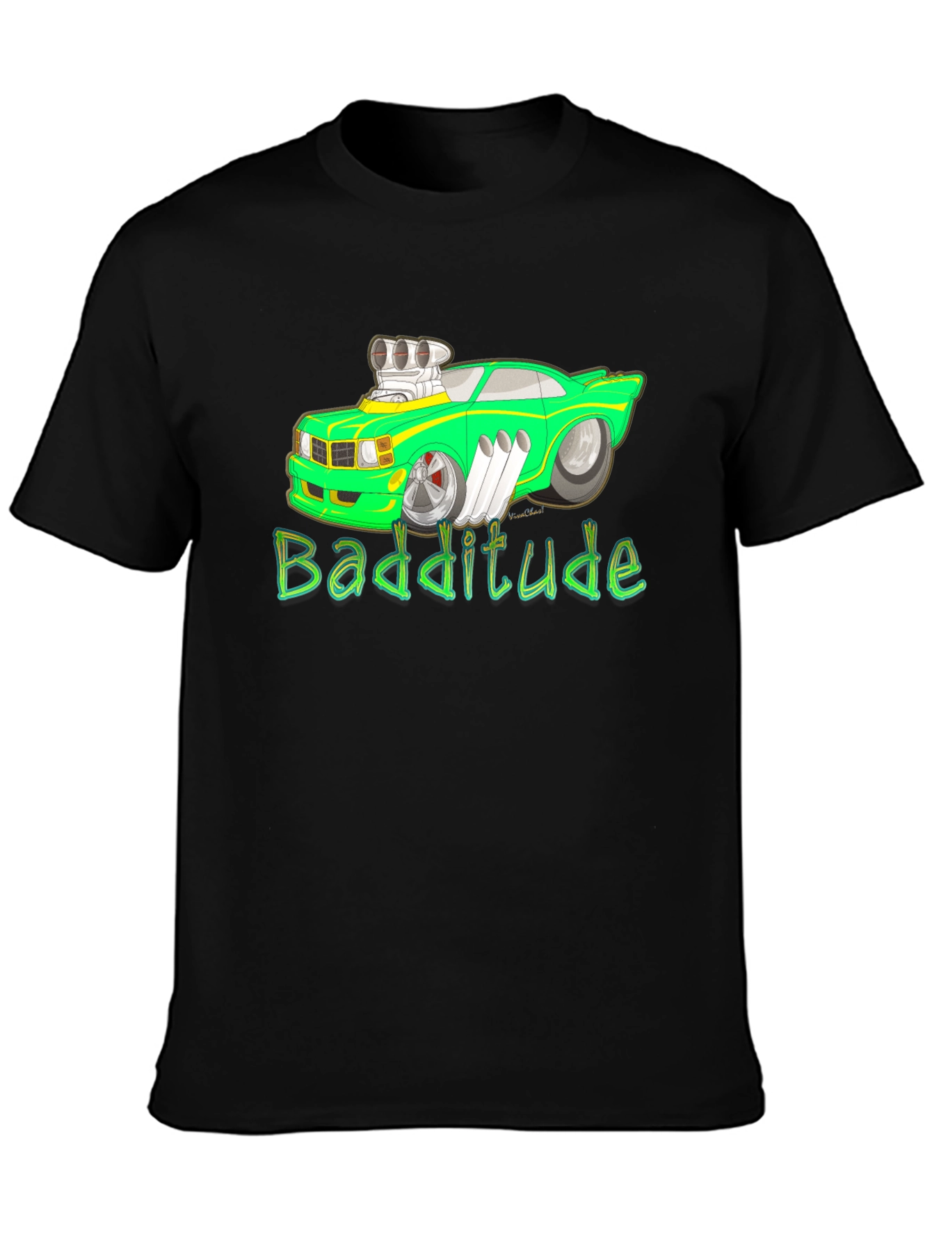 Badditude Cartoon Car Graphic T-Shirt
