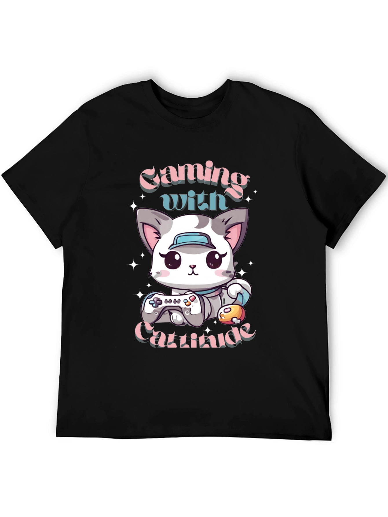 Gaming with Cattitude T-Shirt - Gamer Cat Tee