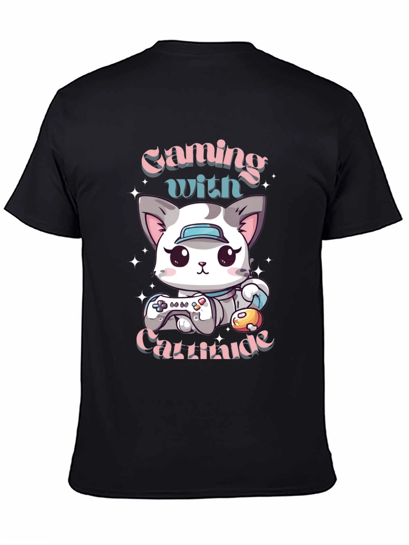 Gaming with Cattitude T-Shirt - Gamer Cat Tee