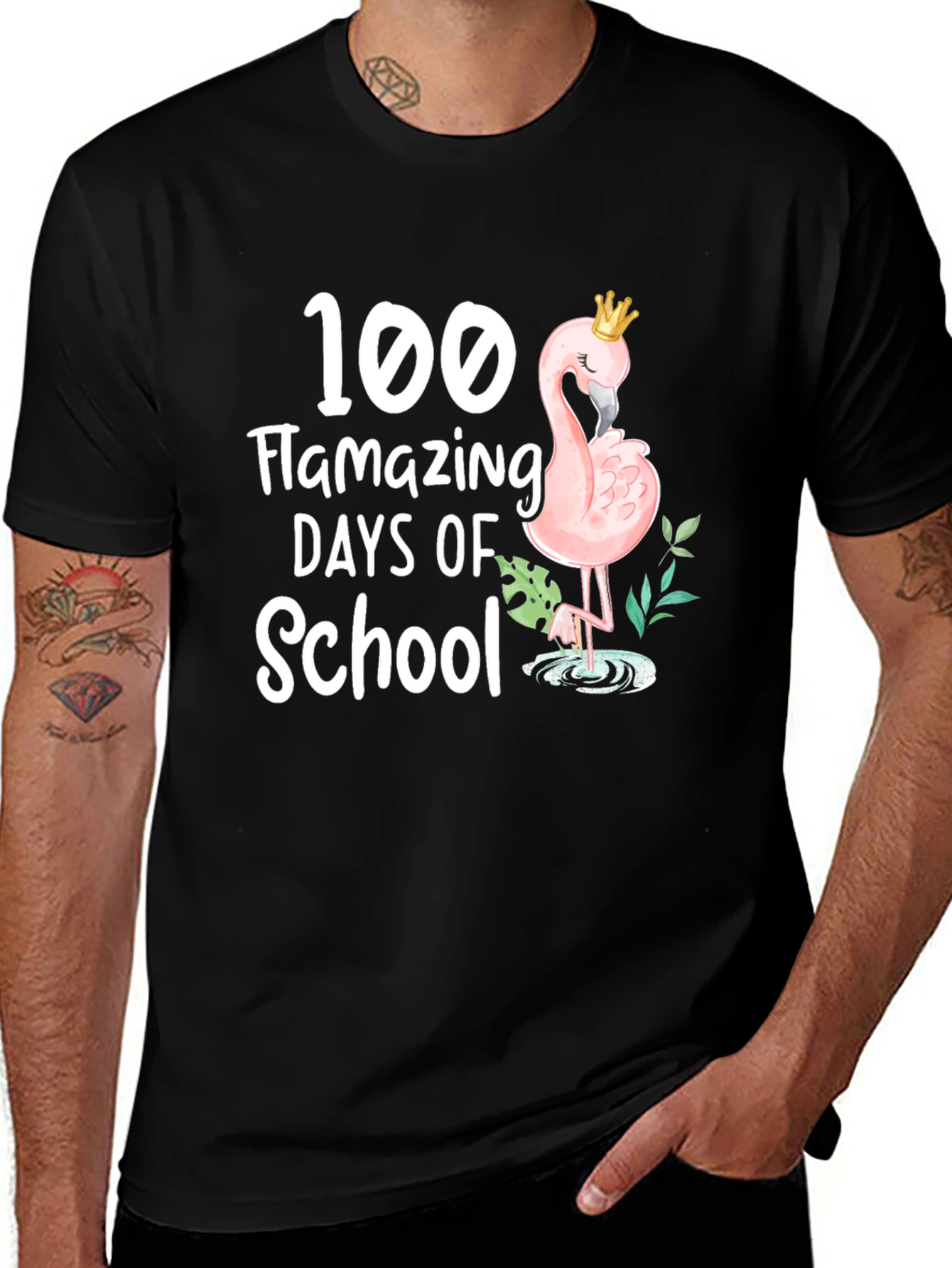 100 Days of School Flamingo T-Shirt