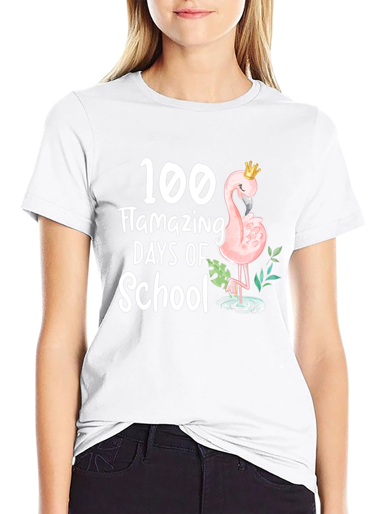 100 Days of School Flamingo T-Shirt