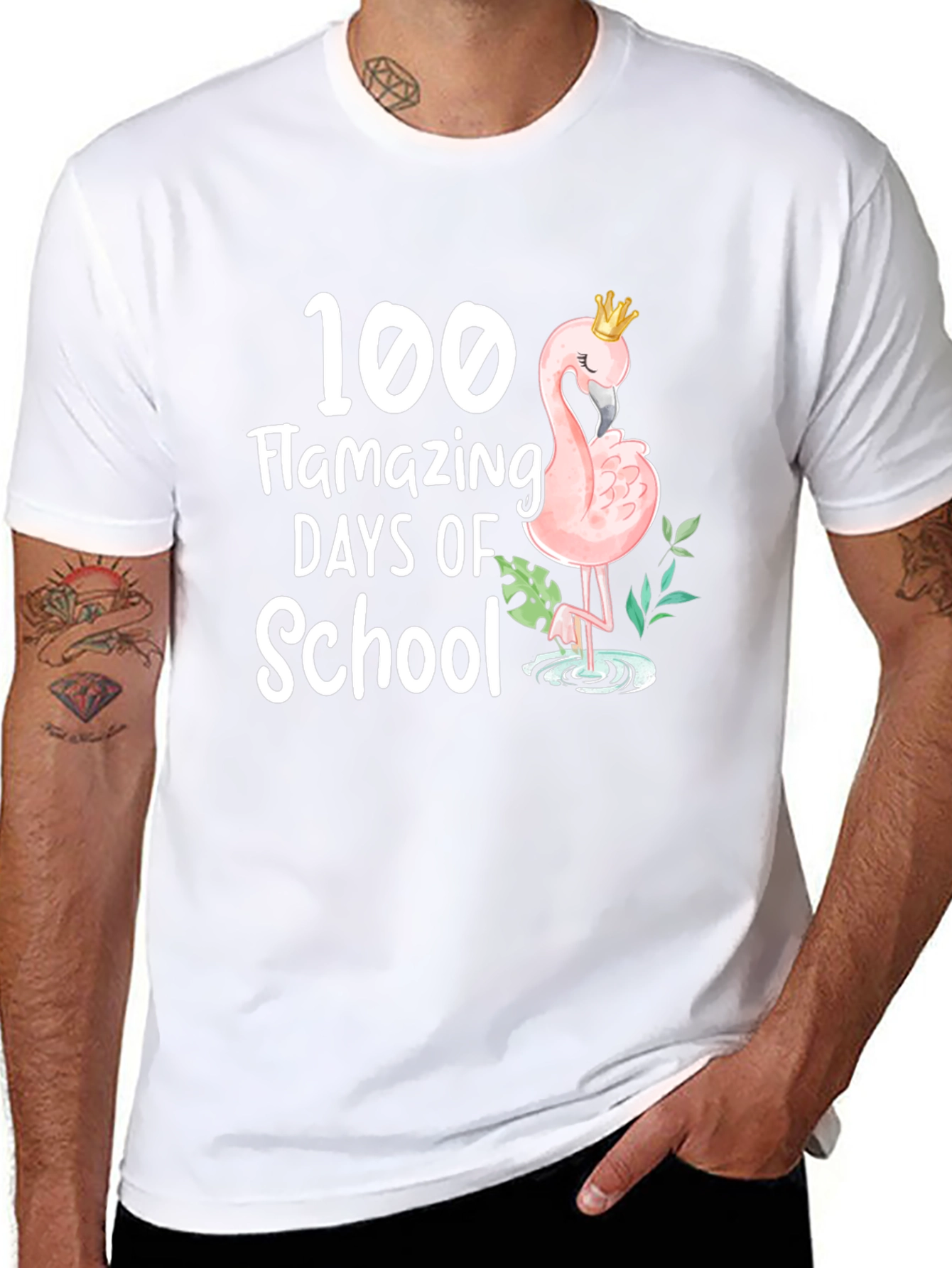 100 Days of School Flamingo T-Shirt