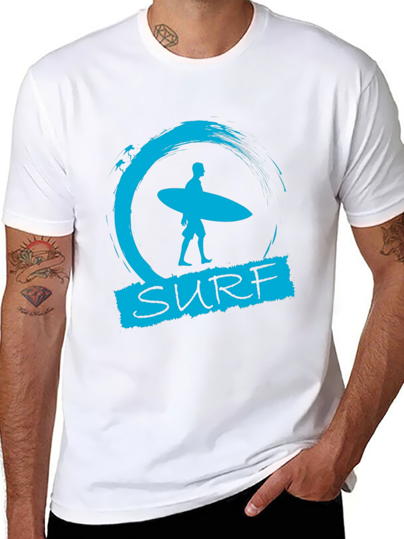 Surf Design Graphic Tee - Black