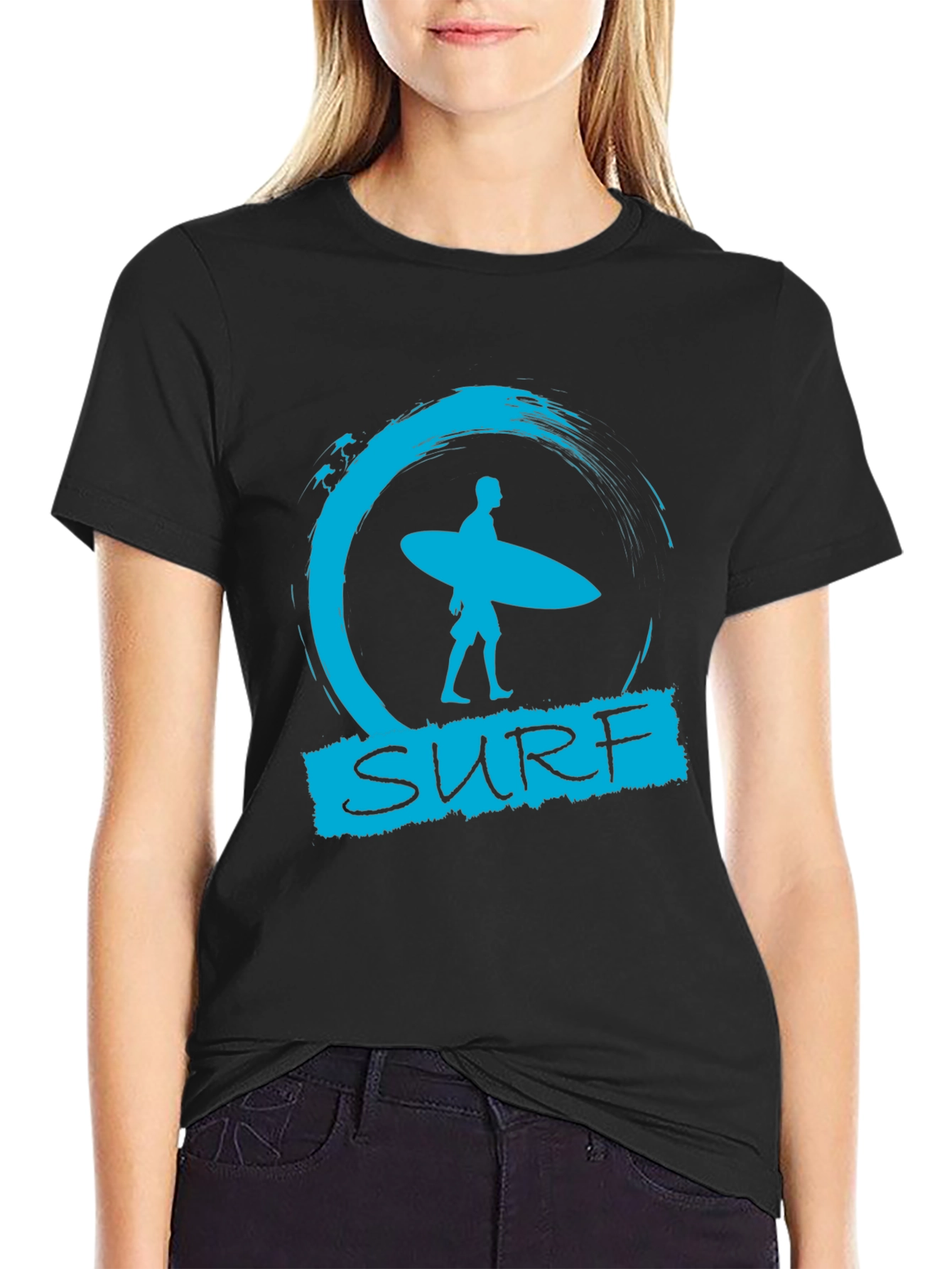 Surf Design Graphic Tee - Black