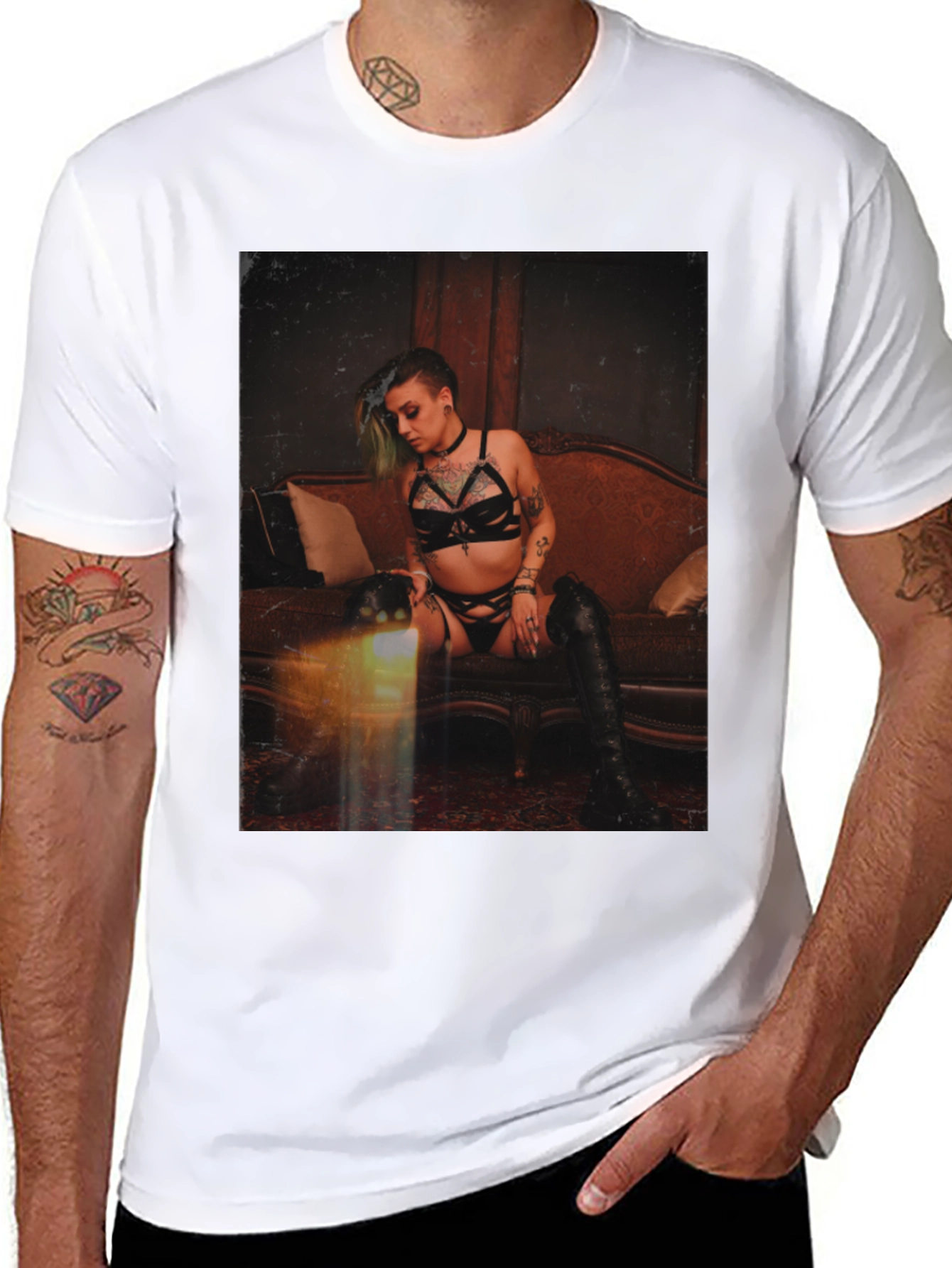 Edgy Tattooed Woman Graphic Tee