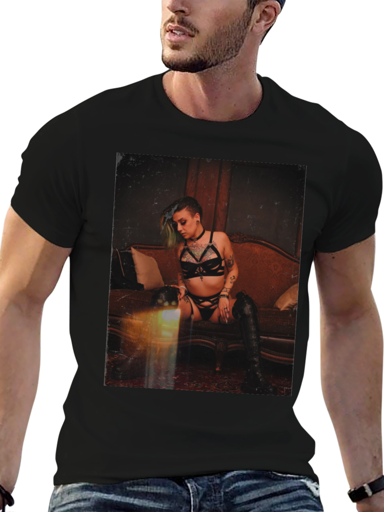Edgy Tattooed Woman Graphic Tee