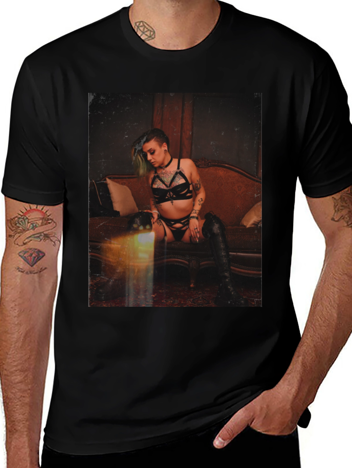 Edgy Tattooed Woman Graphic Tee