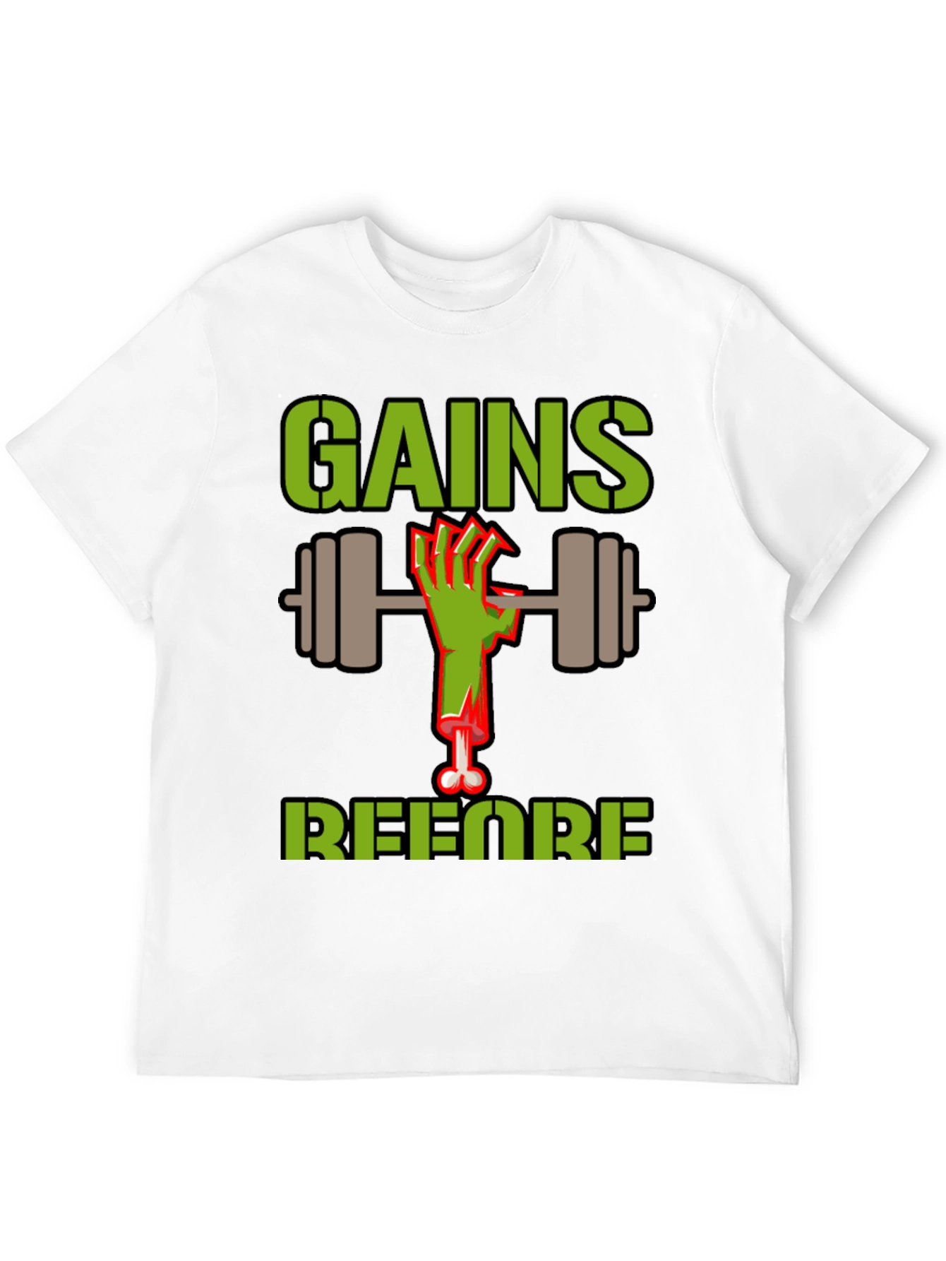 Gains Before Brains Zombie Workout T-Shirt