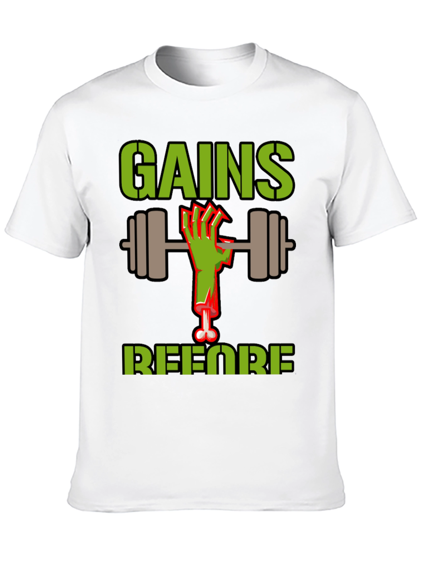 Gains Before Brains Zombie Workout T-Shirt