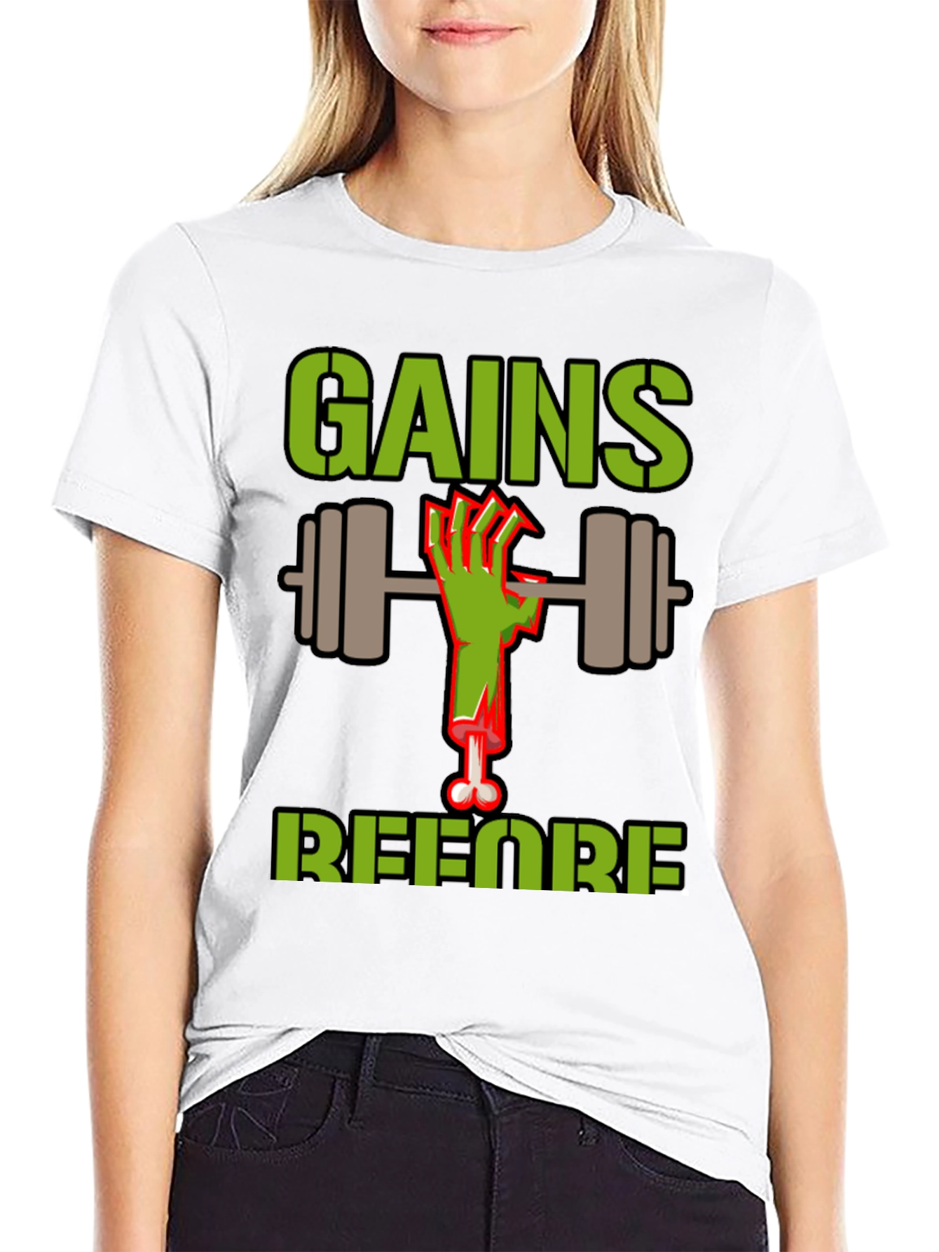 Gains Before Brains Zombie Workout T-Shirt