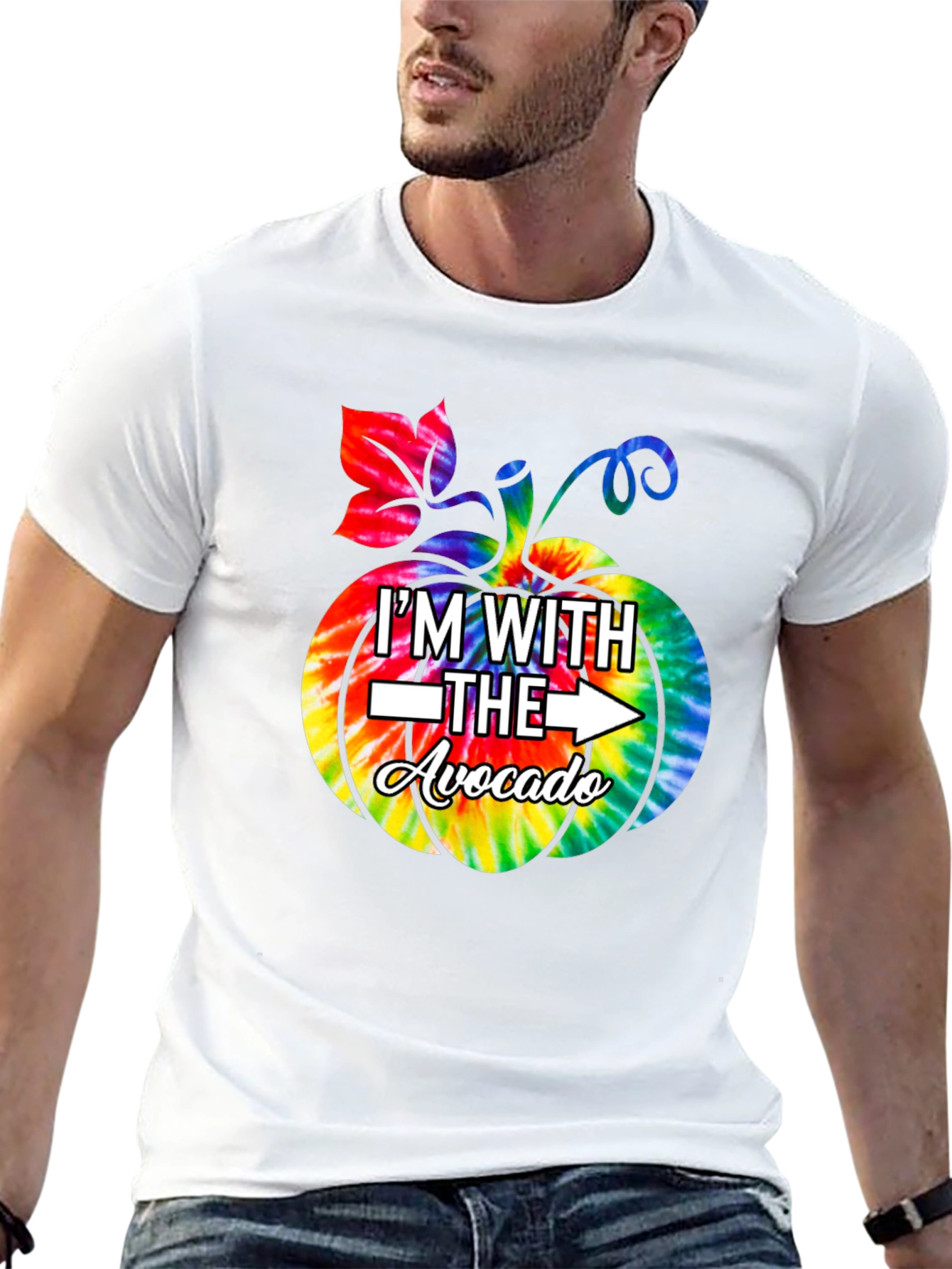 Im With the Avocado Pumpkin Tie-Dye T-Shirt