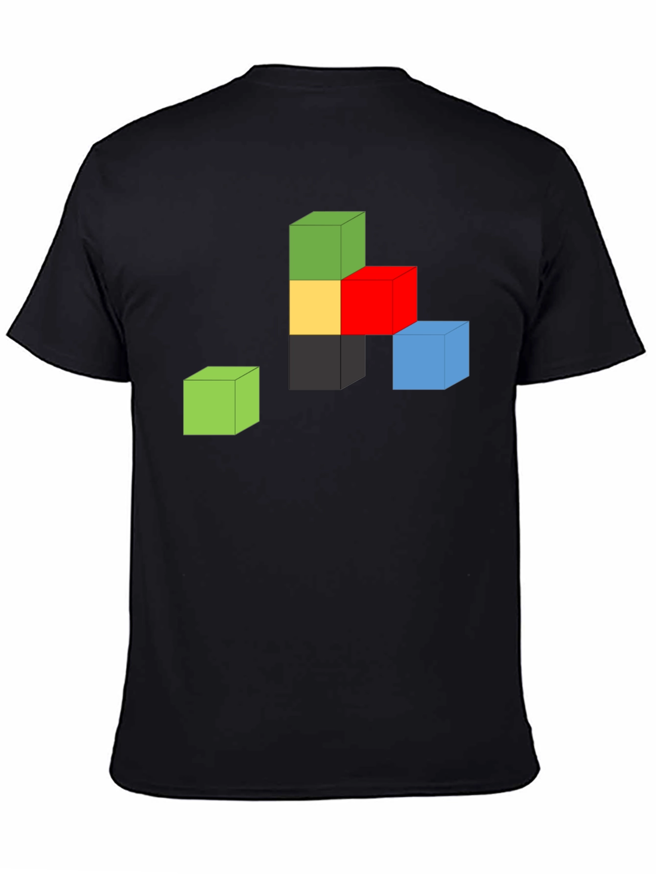 Abstract Cube Graphic Tee - Black Cotton Shirt