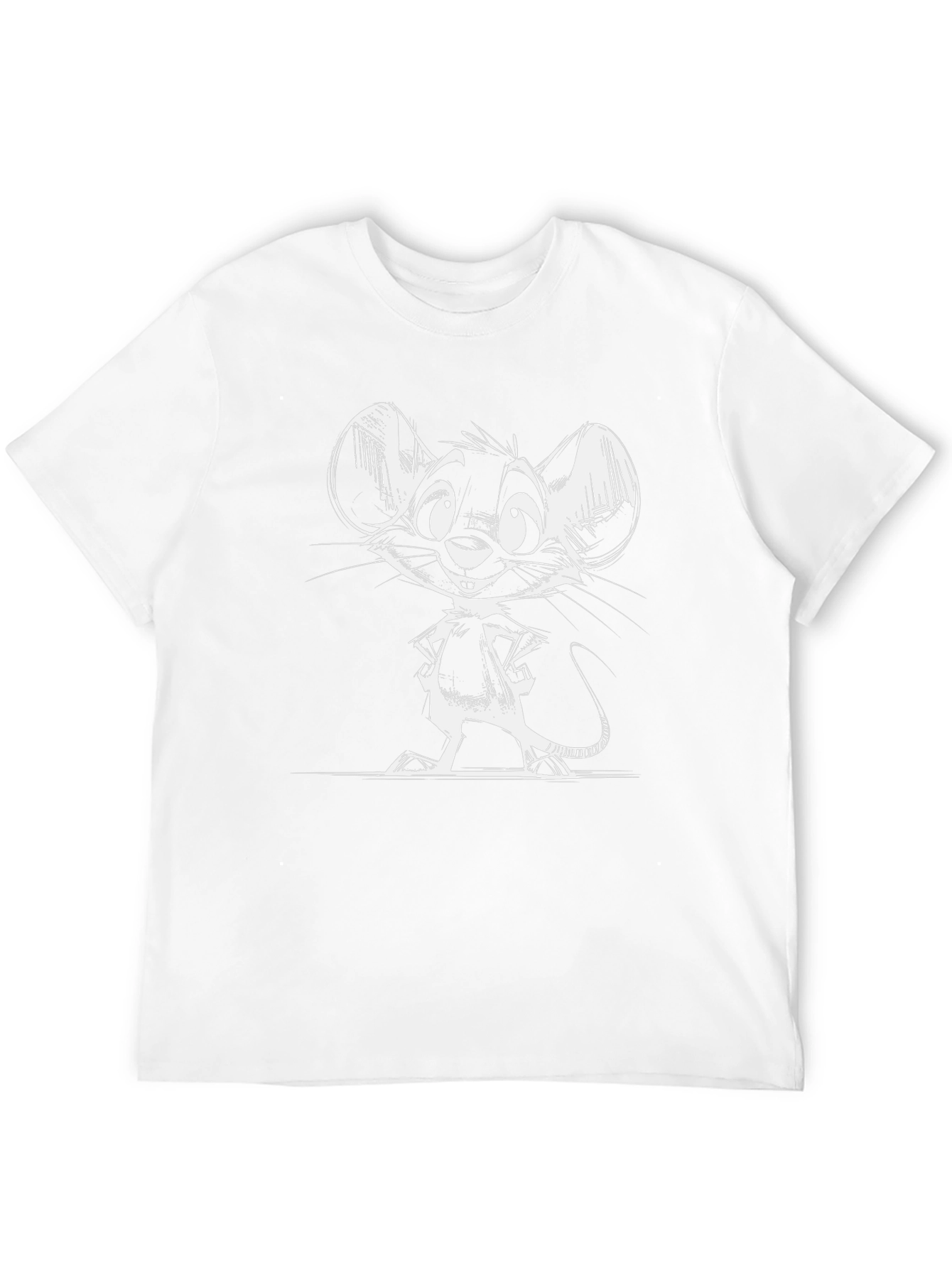 Cartoon Mouse Graphic Tee - Black Cotton T-Shirt