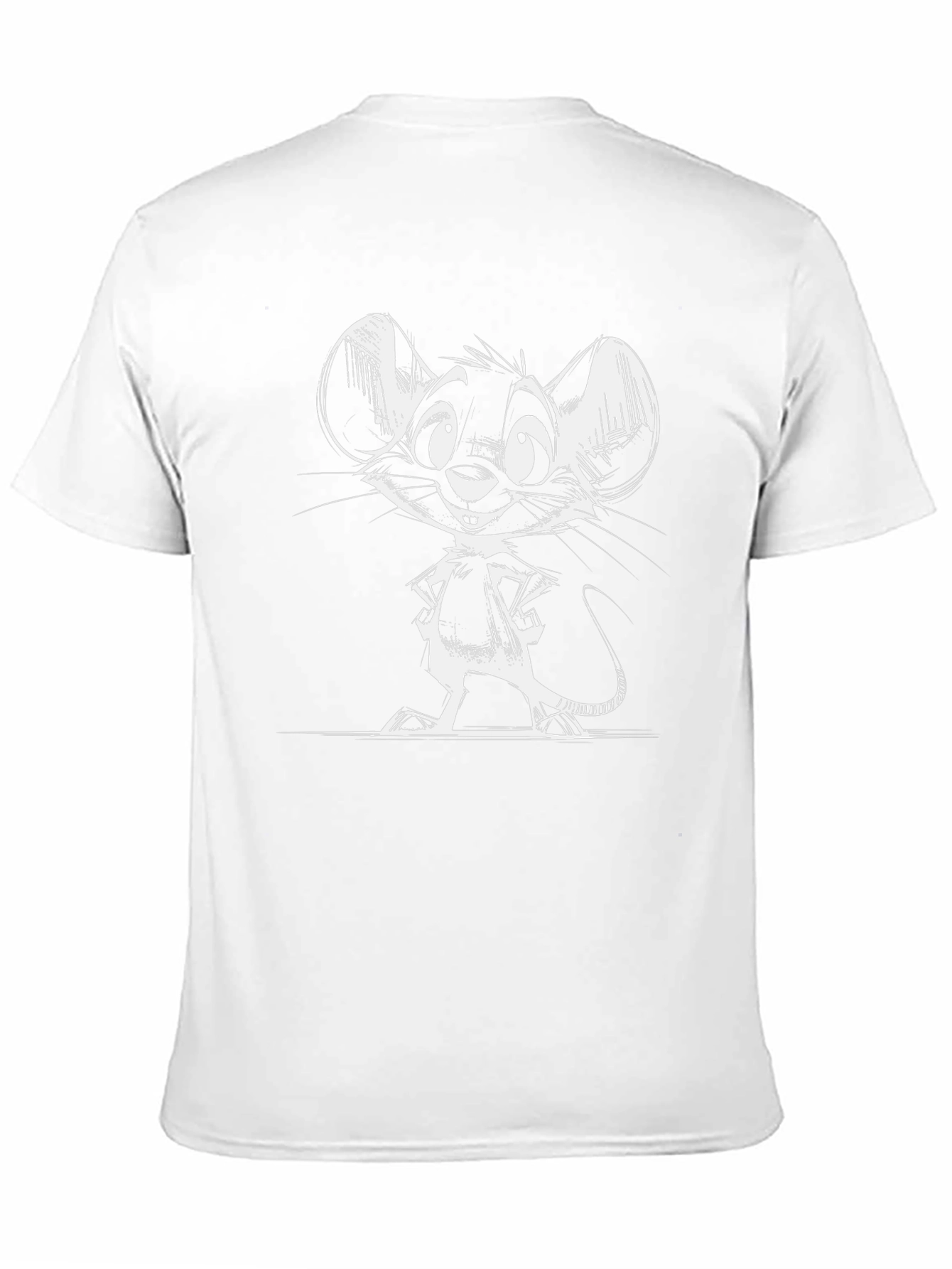 Cartoon Mouse Graphic Tee - Black Cotton T-Shirt