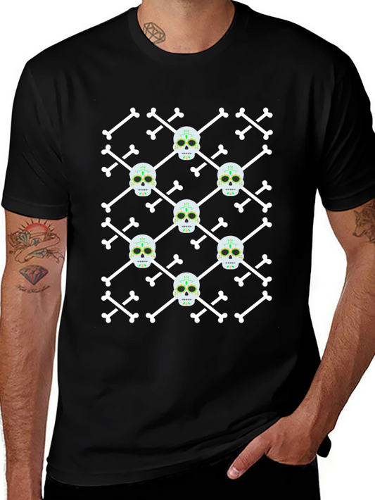 Skull and Crossbones Pattern Black T-Shirt