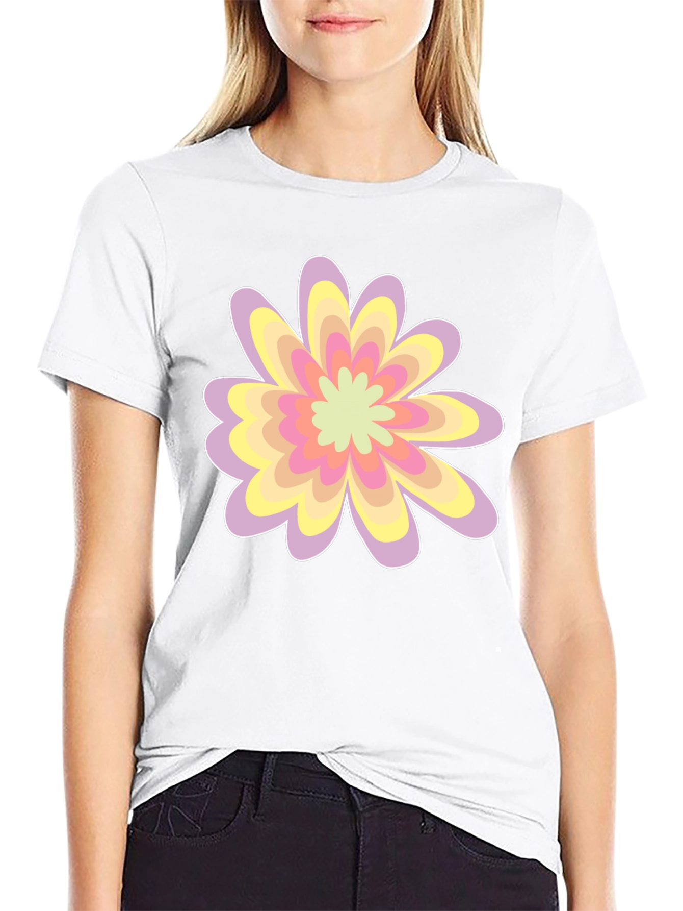 Floral Graphic Tee - Black Cotton Blend