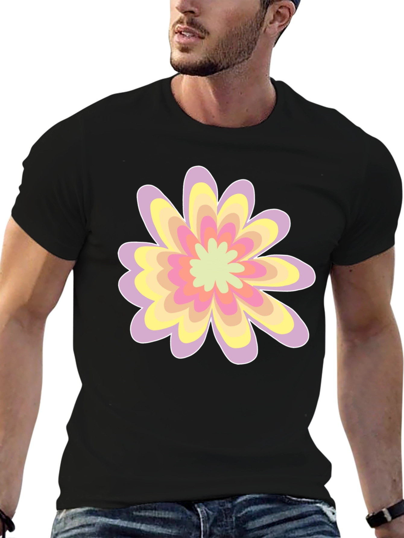 Floral Graphic Tee - Black Cotton Blend