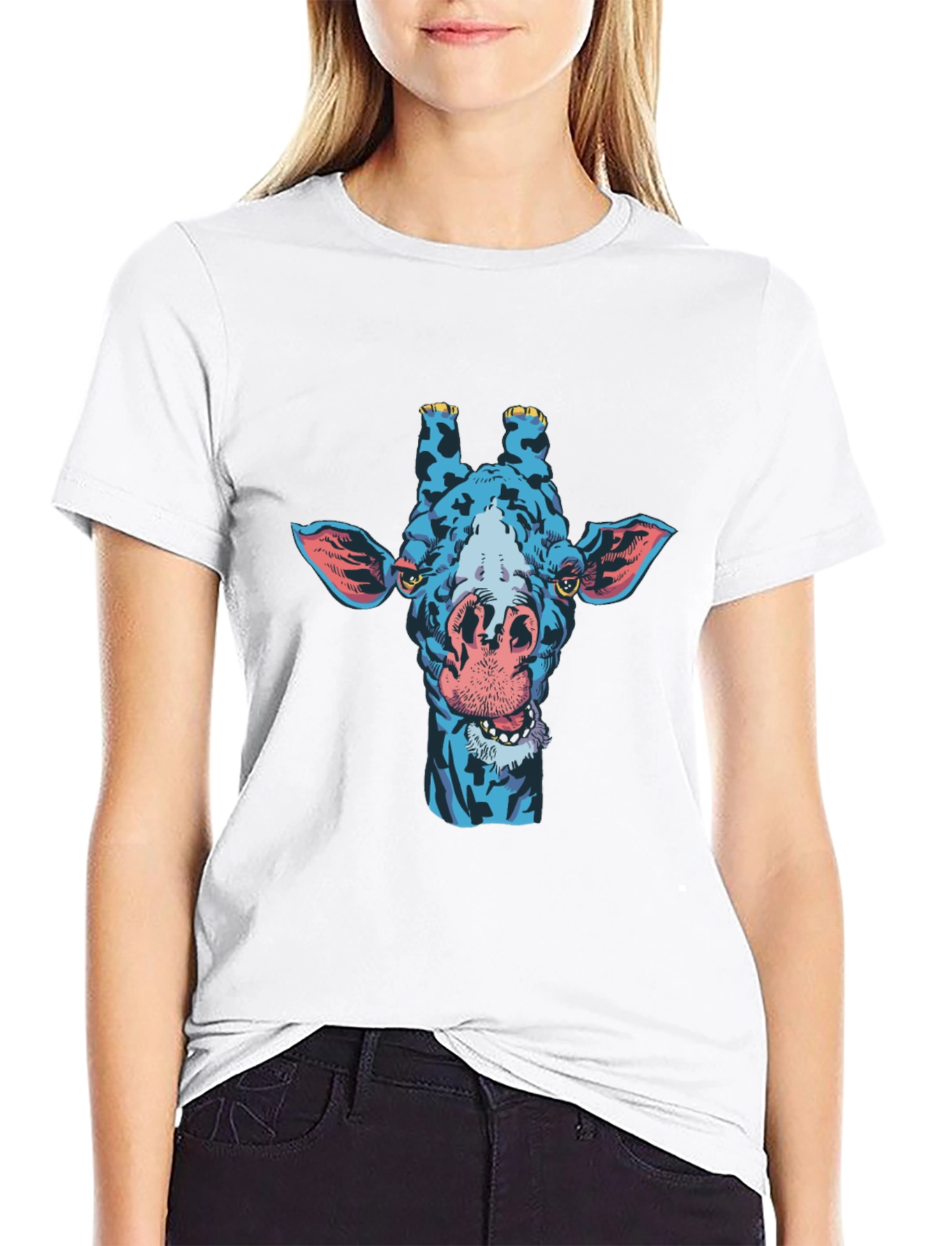 Blue Giraffe Graphic Tee - Unique Mens T-Shirt