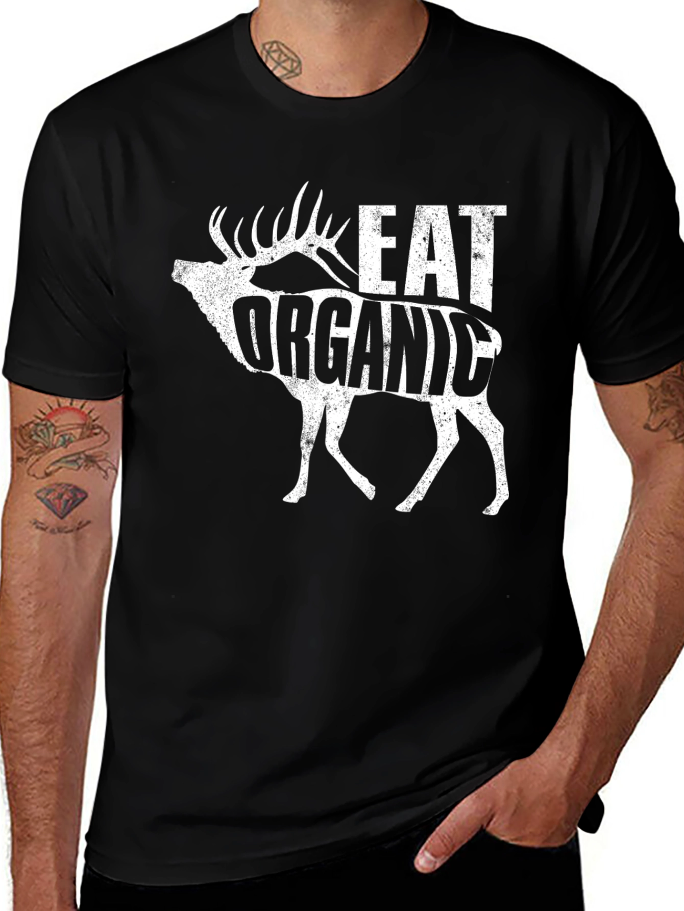 Eat Organic Deer Graphic T-Shirt