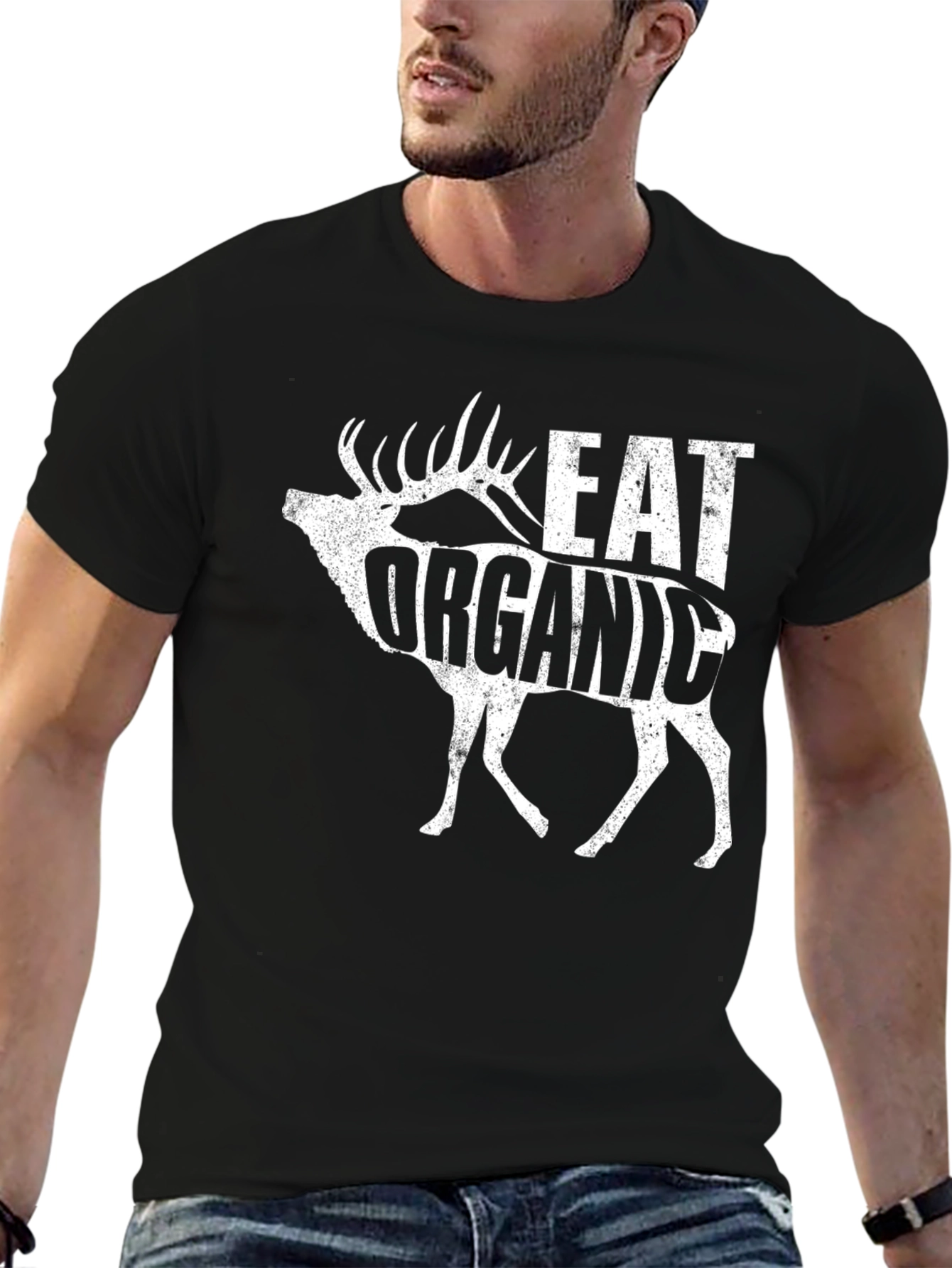 Eat Organic Deer Graphic T-Shirt
