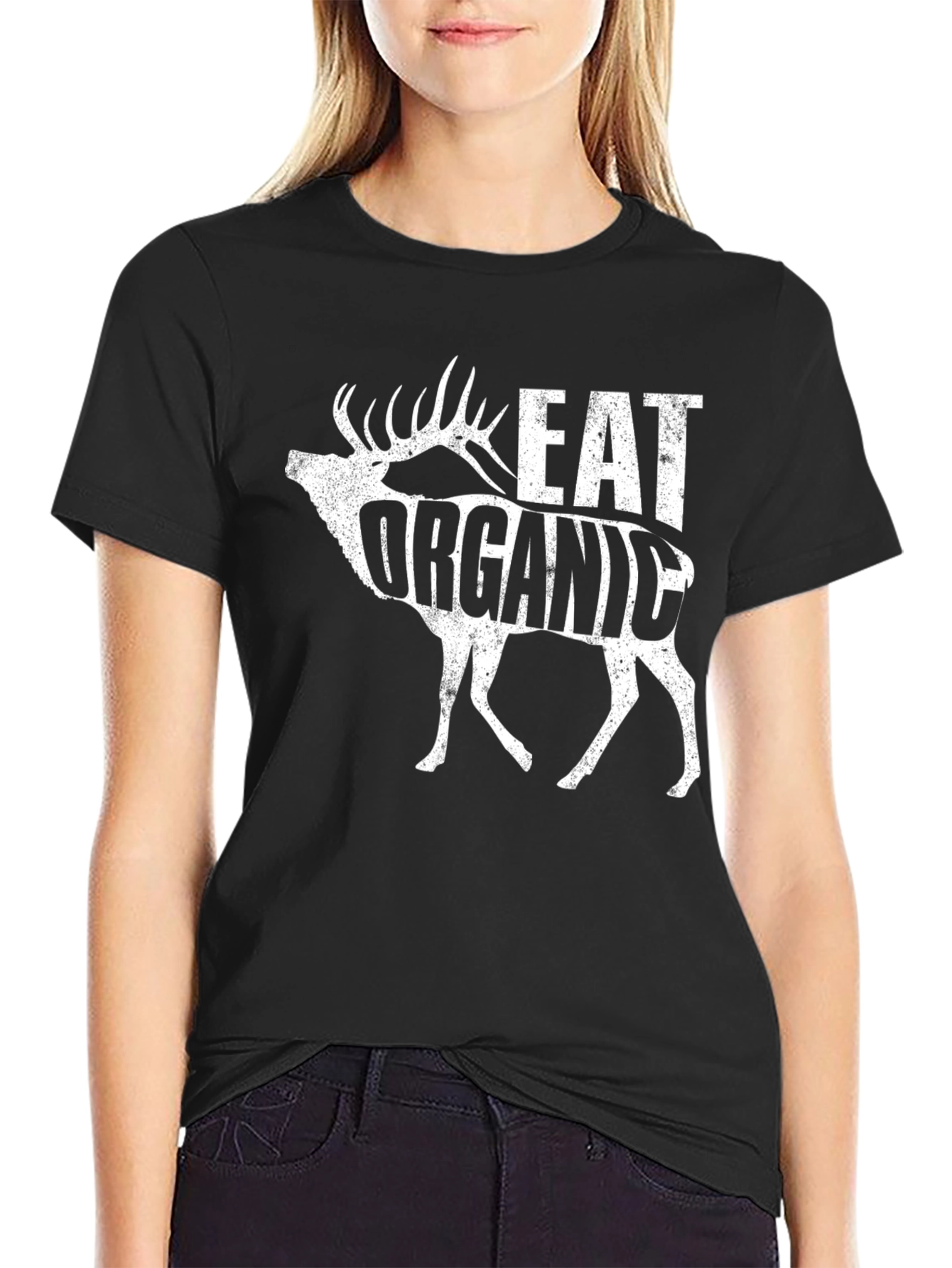 Eat Organic Deer Graphic T-Shirt