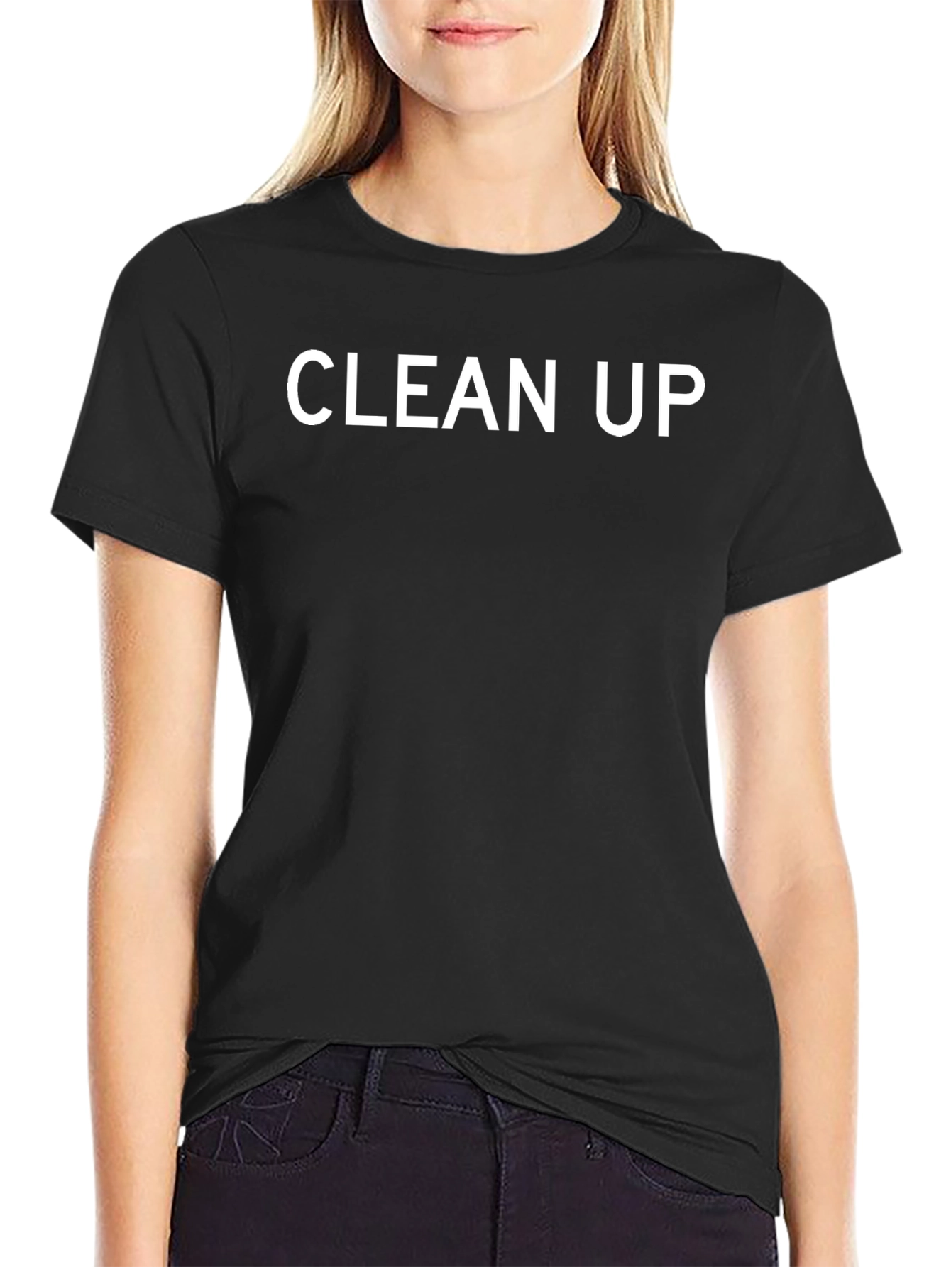 Clean Up Graphic Tee - Black Cotton Casual T-Shirt