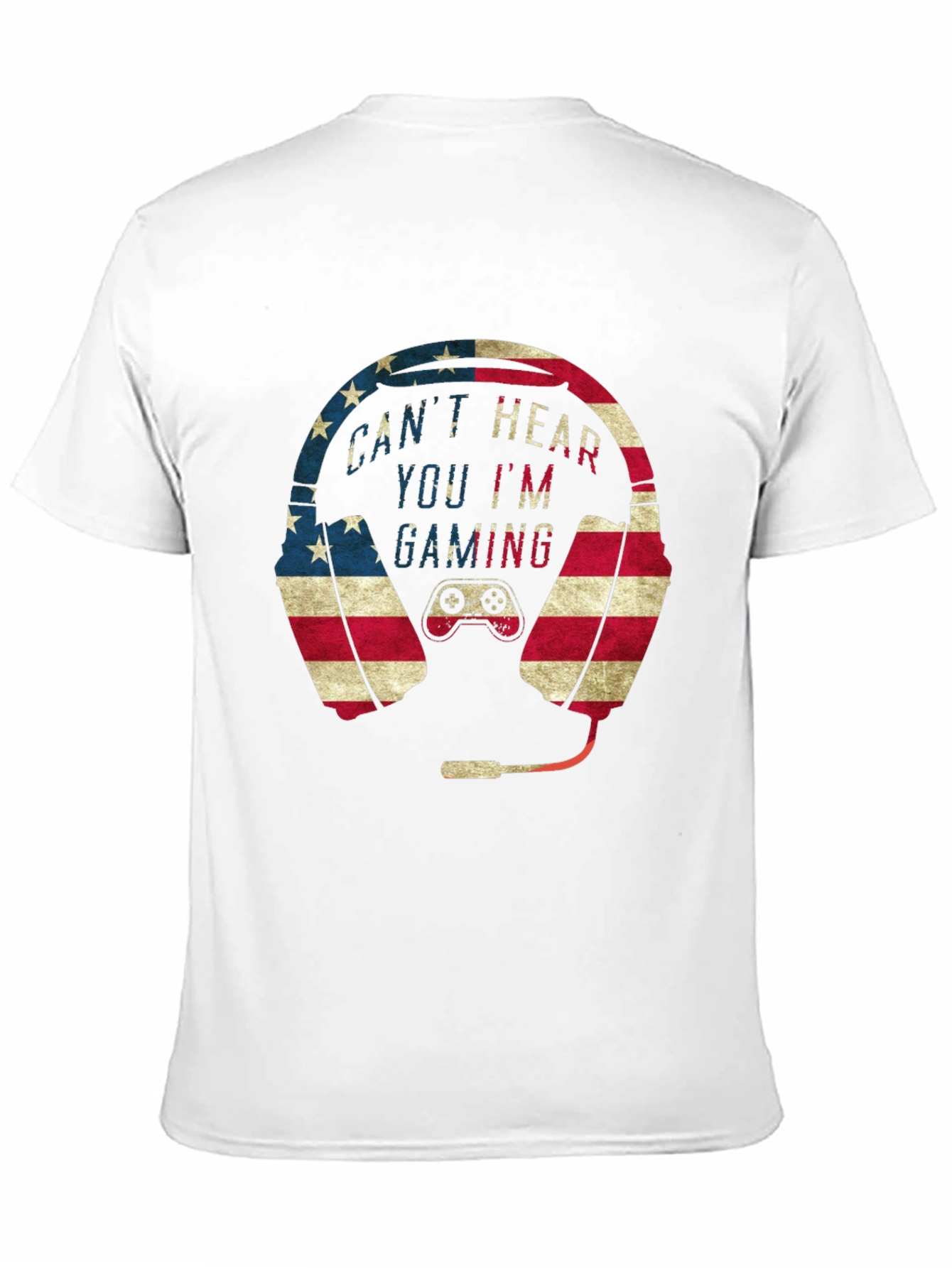 Gaming Headset American Flag Graphic T-Shirt