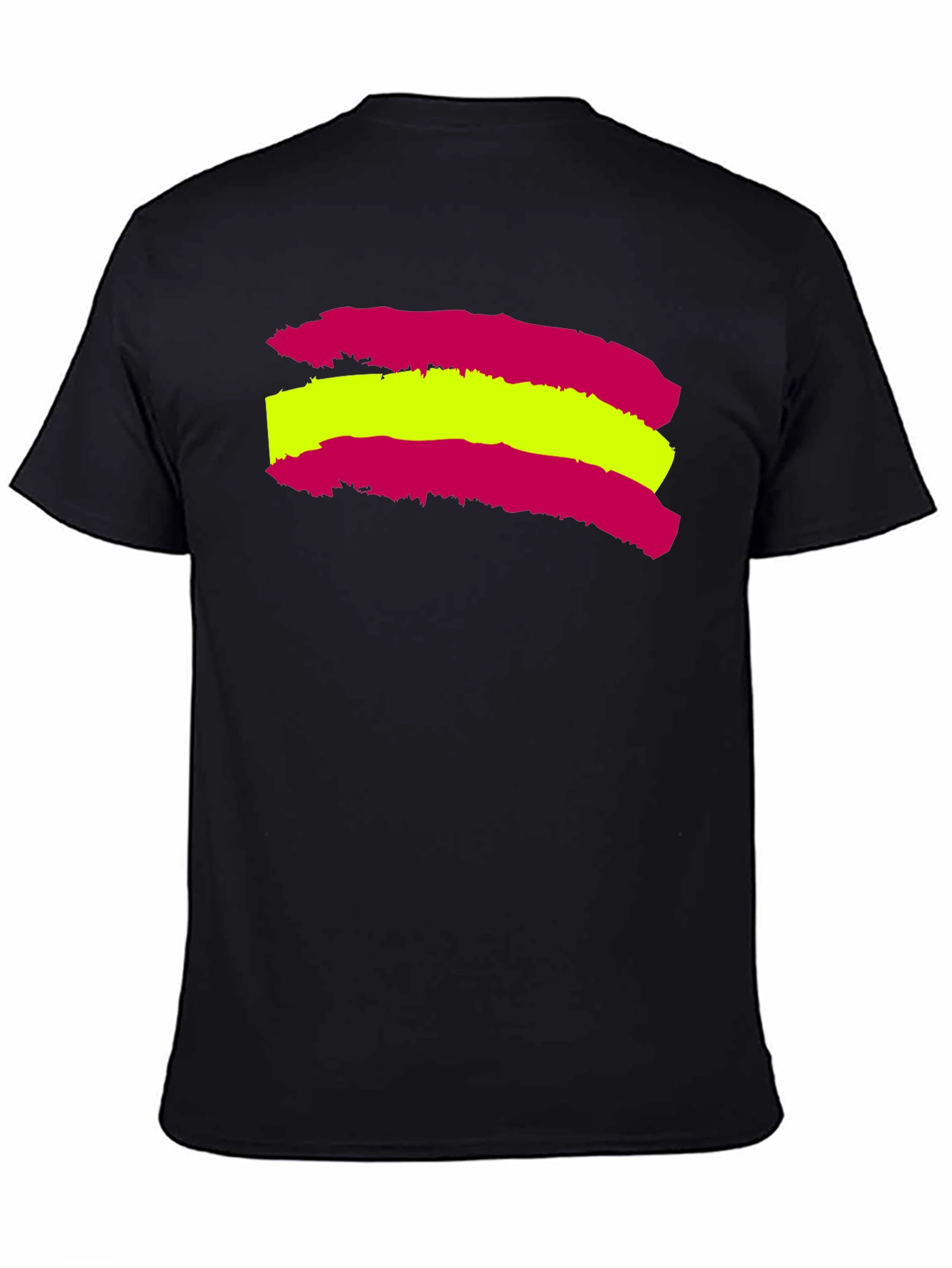 Spain Flag Brush Stroke Black T-Shirt